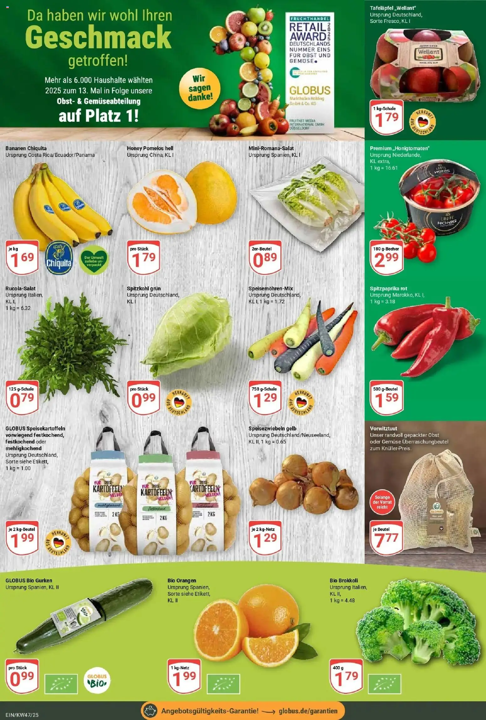 Globus prospekt Homburg-Einöd	 – gültig ab 17.11.2025 | Seite: 6 | Produkte: Kartoffeln, Gemüse, Obst, Gurken