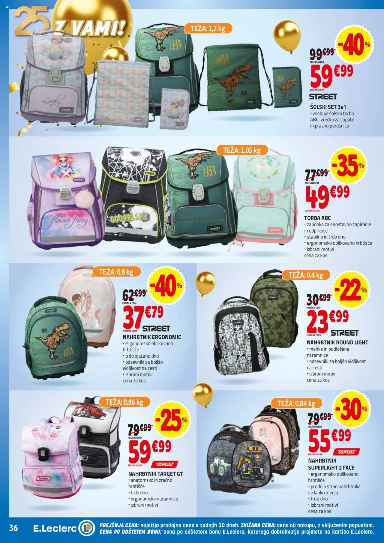 E.leclerc katalog │ velja od 18.06.2025 | Stran: 36 | Izdelki: Torba, Teza, Kos, Nahrbtnik