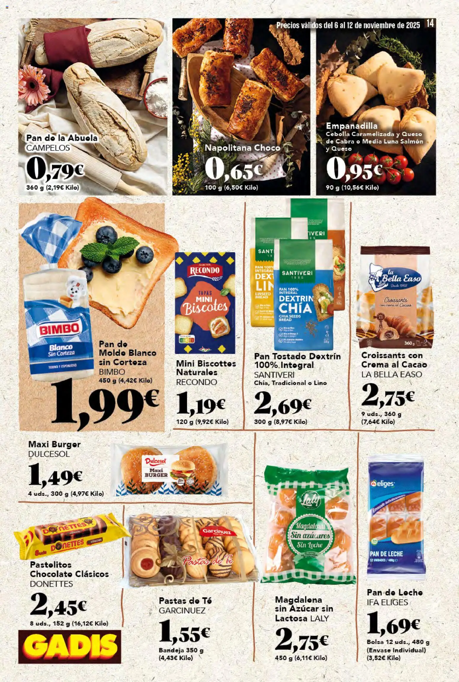 Gadis - folleto │ válido desde el 06.11.2025 | Página: 14 | Productos: Pan, Crema, Bandeja, Φρυγανιές σικάλεως