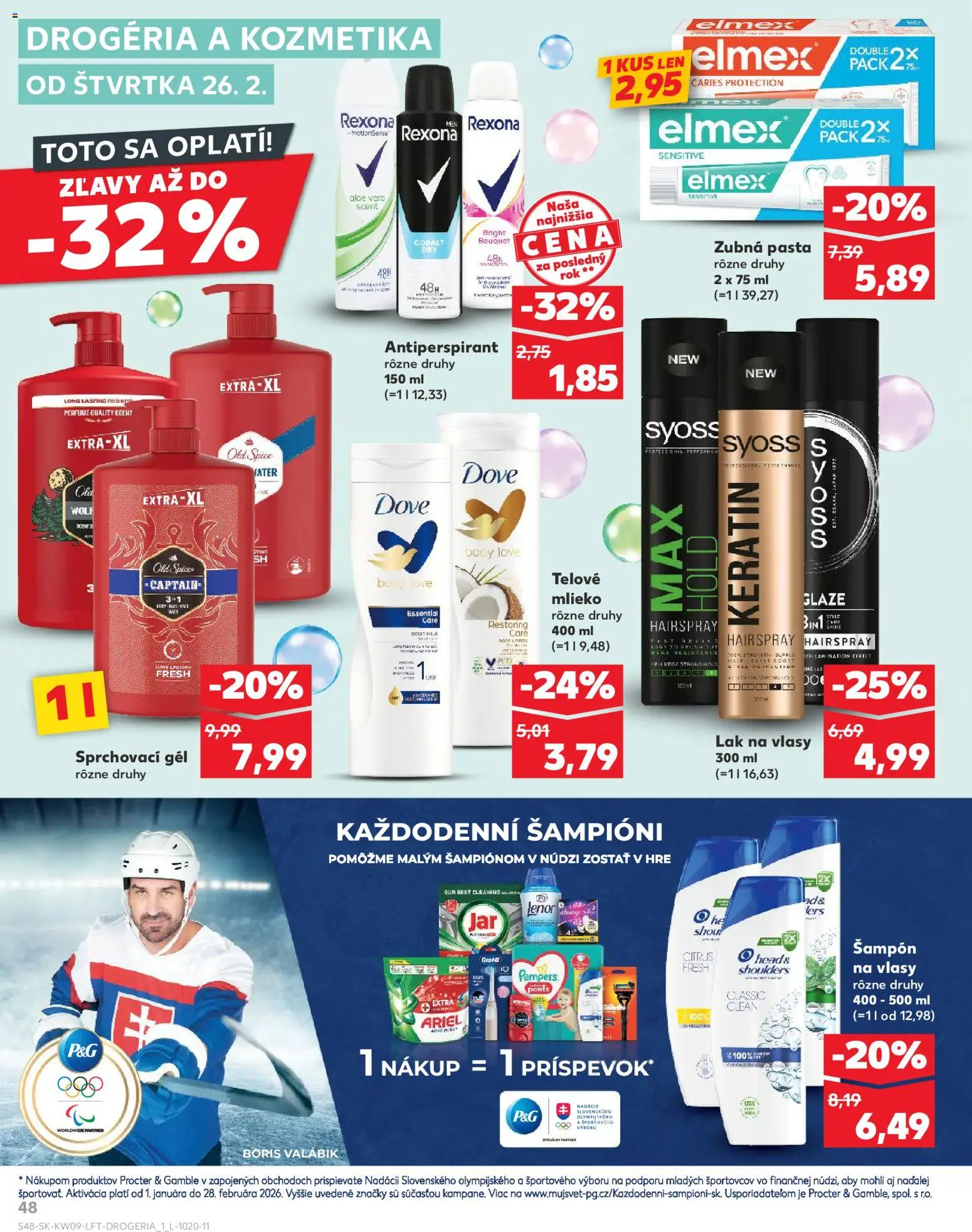 Nové Kaufland akcie – leták je platný od 26.02.2026 | Strana: 48 | Produkty: Zubná pasta, Ariel, Head & Shoulders, Lenor