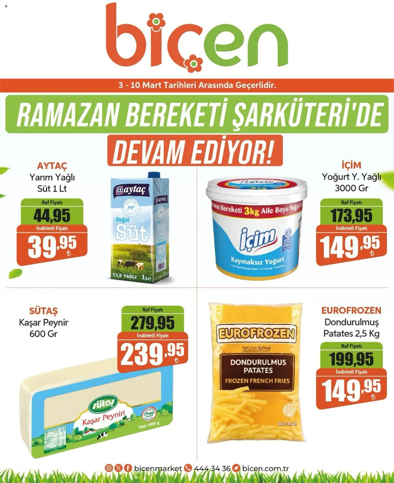 Biçen Market - İndirim Ramazan - 03.03.2026 tarihinden itibaren geçerlidir | Sayfa: 4 | Ürünler: Raf, Süt, Peynir, Yoğurt