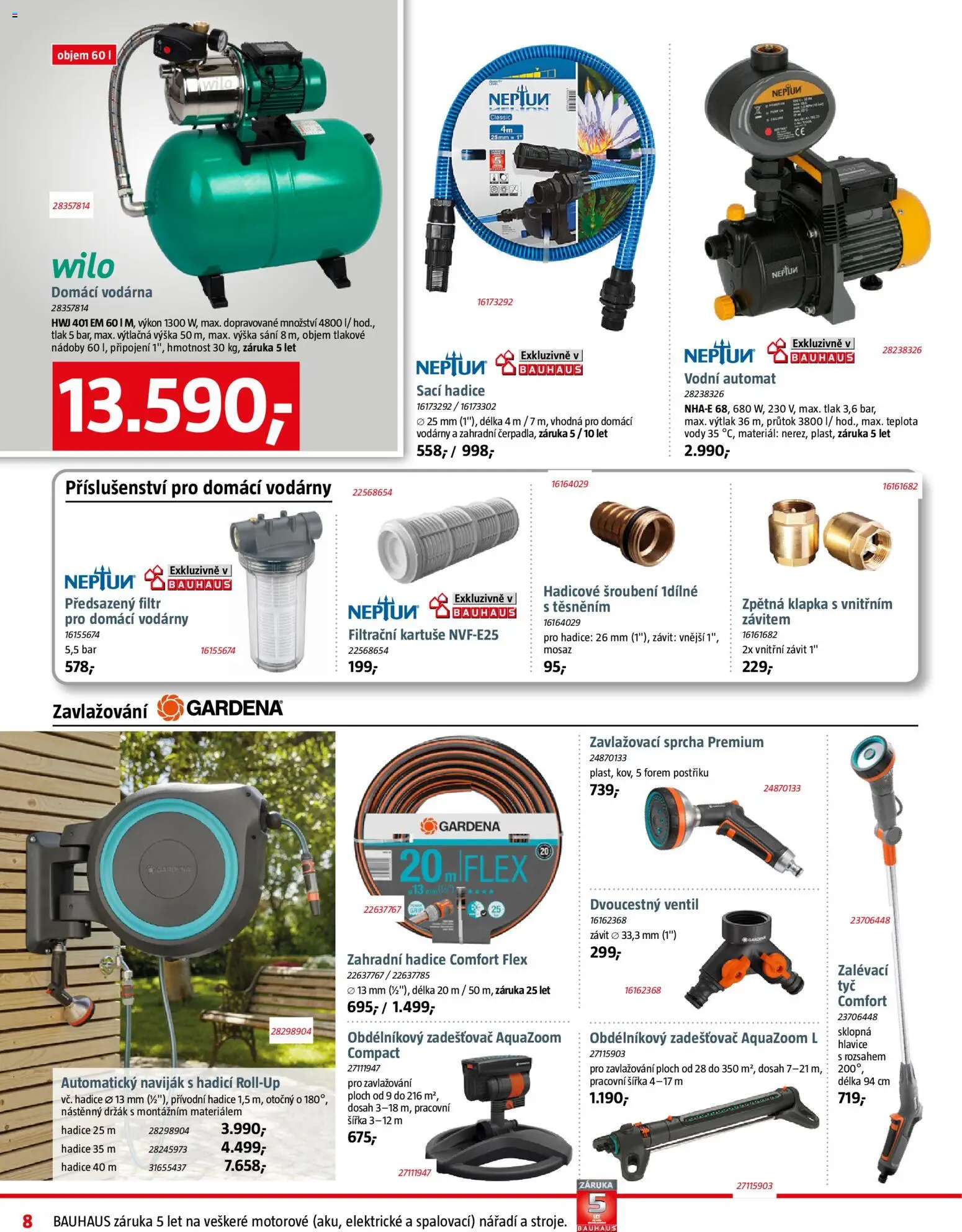 Bauhaus leták od 02.04.2026 | Strana: 8 | Produkty: Sprcha, Naviják, Zahradní hadice, Hadice