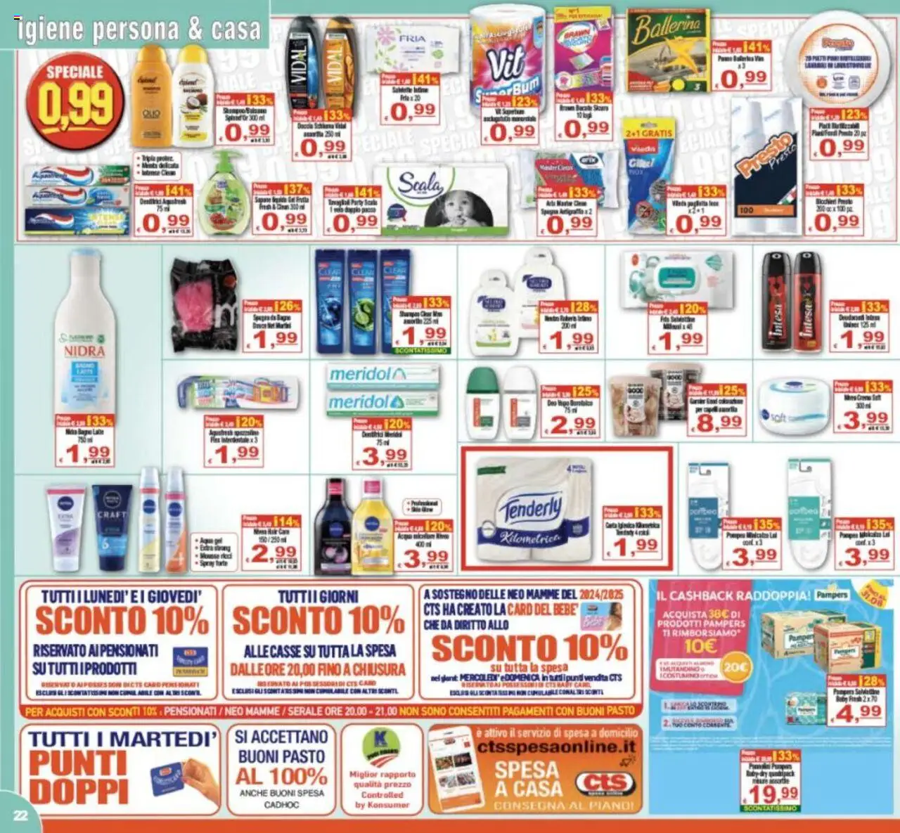 Volantino CTS del 25.07.2025 | Pagina: 22 | Prodotti: Spugna, Pampers, PC, Scala
