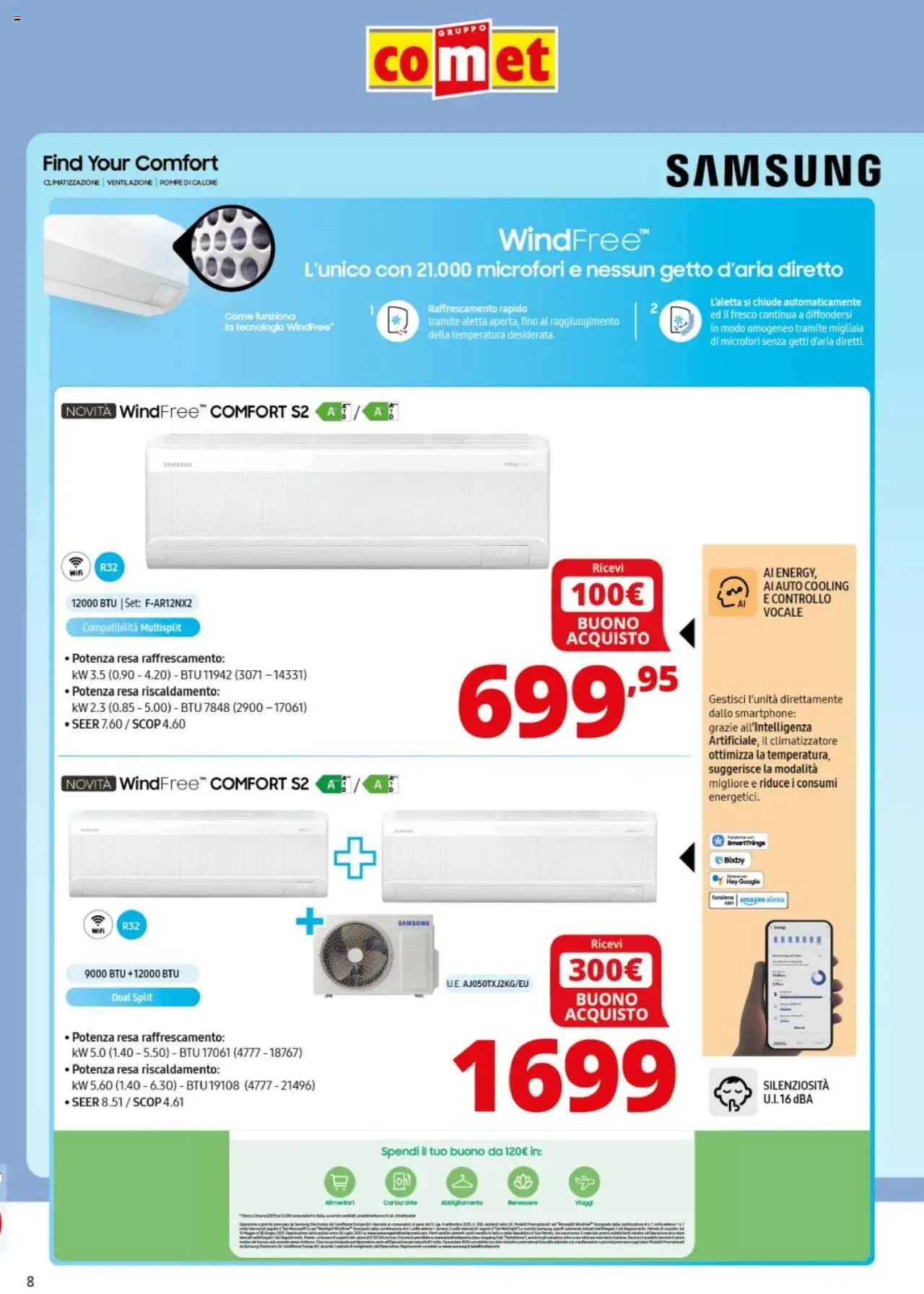 Volantino Comet del 22.08.2025 | Pagina: 8 | Prodotti: Climatizzatore, Smartphone, Samsung