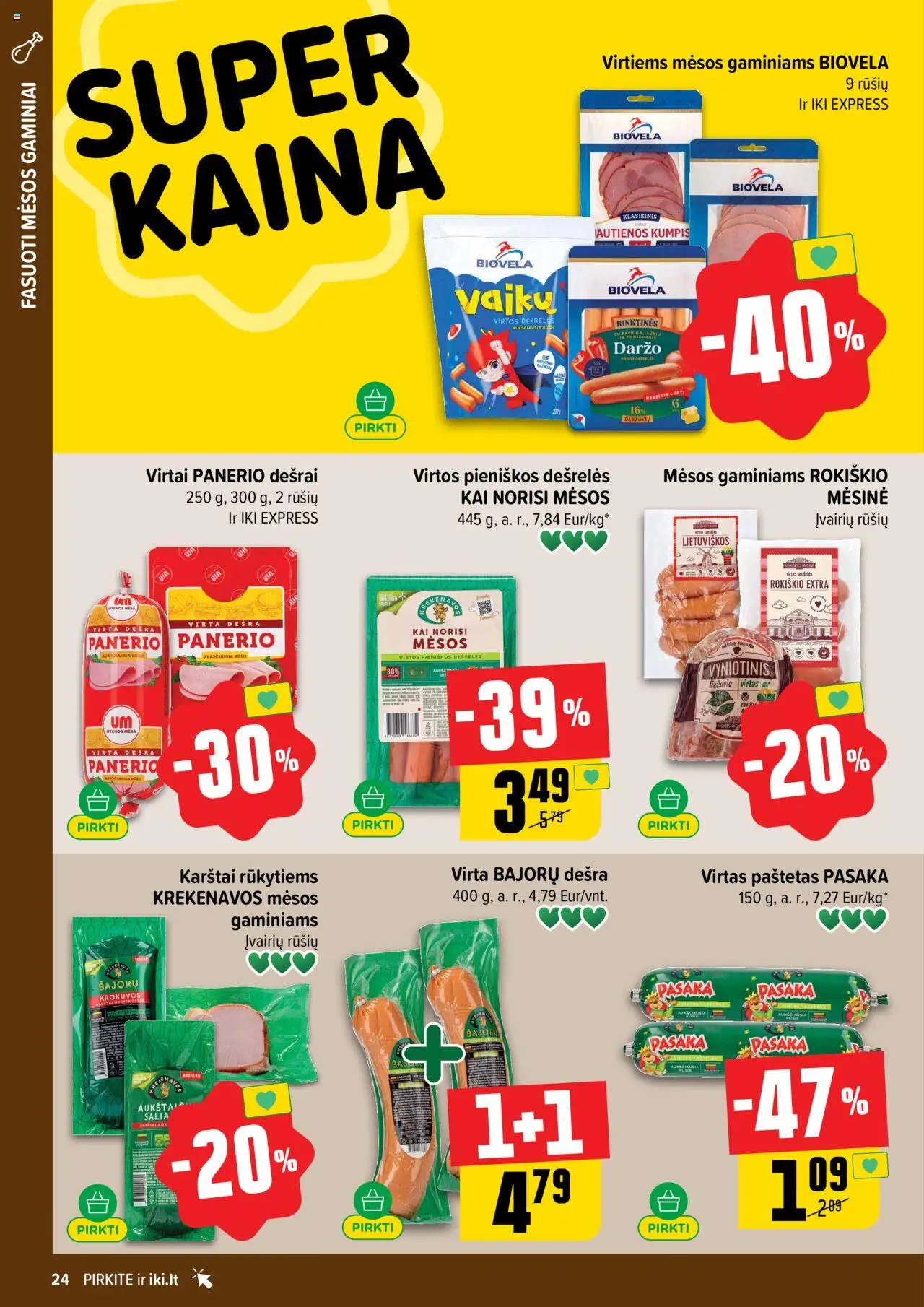 IKI akcijos nuo 15.09.2025 | Puslapis: 24 | Prekių: Sardelės, Dešrelės, Kumpis, Dešra