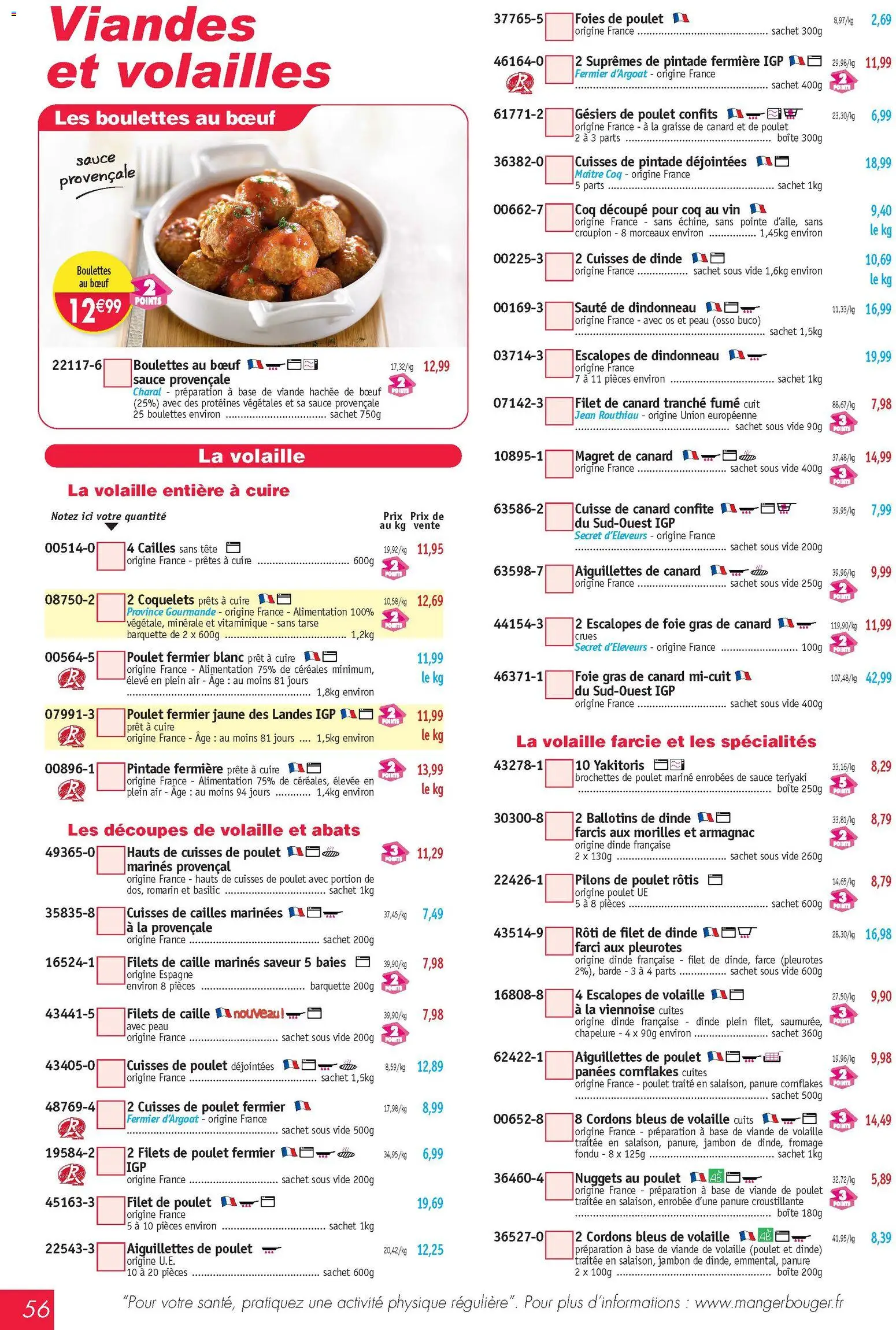 {H1} | Page: 56 | Produits: Magret de canard, Cailles, Vin, Chapelure