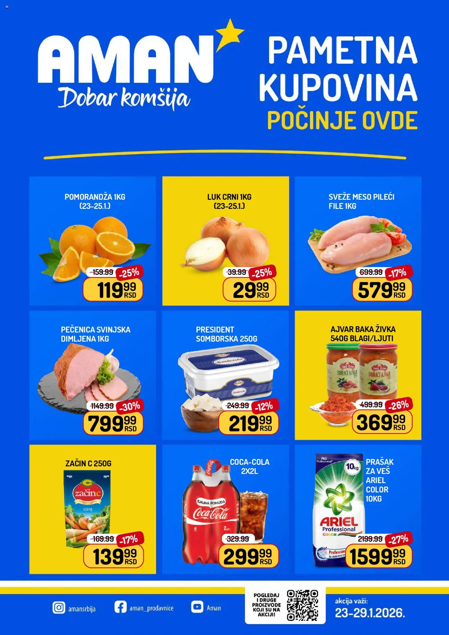 Aman katalog - važi od 23.01.2026 | Strana: 1 | Proizvode: Ariel, Ajvar, Pomorandza, Pečenica