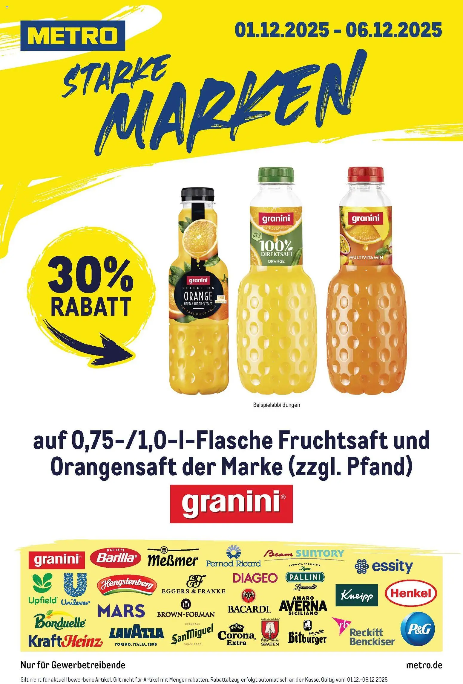 Metro Starke Marken – gültig ab 01.12.2025 | Seite: 1 | Produkte: Messmer, Orangensaft, Mars, Granini