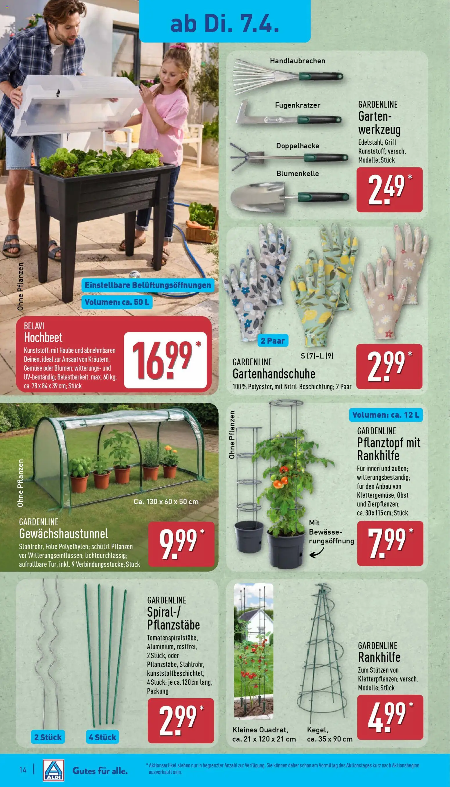 Aldi Prospekt 	 – gültig ab 07.04.2026 | Seite: 14 | Produkte: Hochbeet, Belavi, Gemüse, Obst