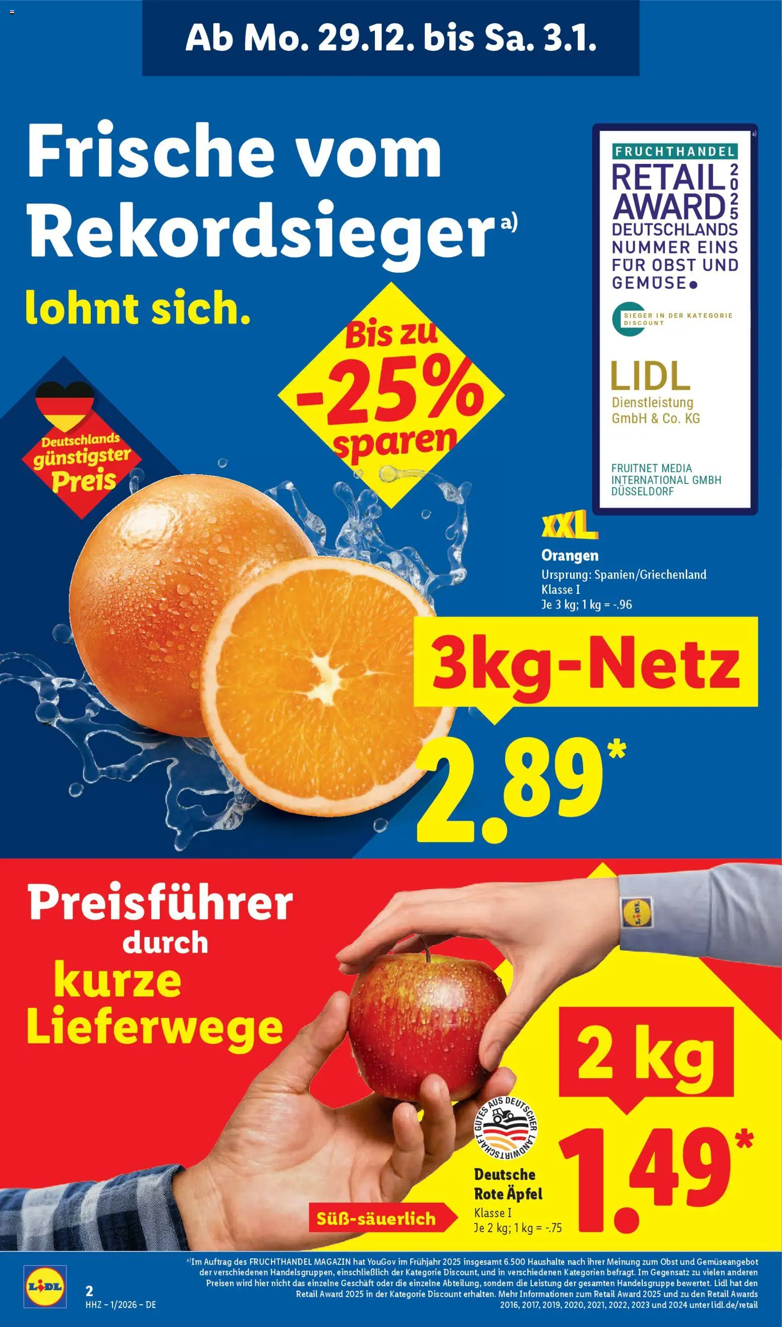 Lidl Prospekt Grimma – gültig ab 29.12.2025 | Seite: 6 | Produkte: Äpfel, Orangen, Obst