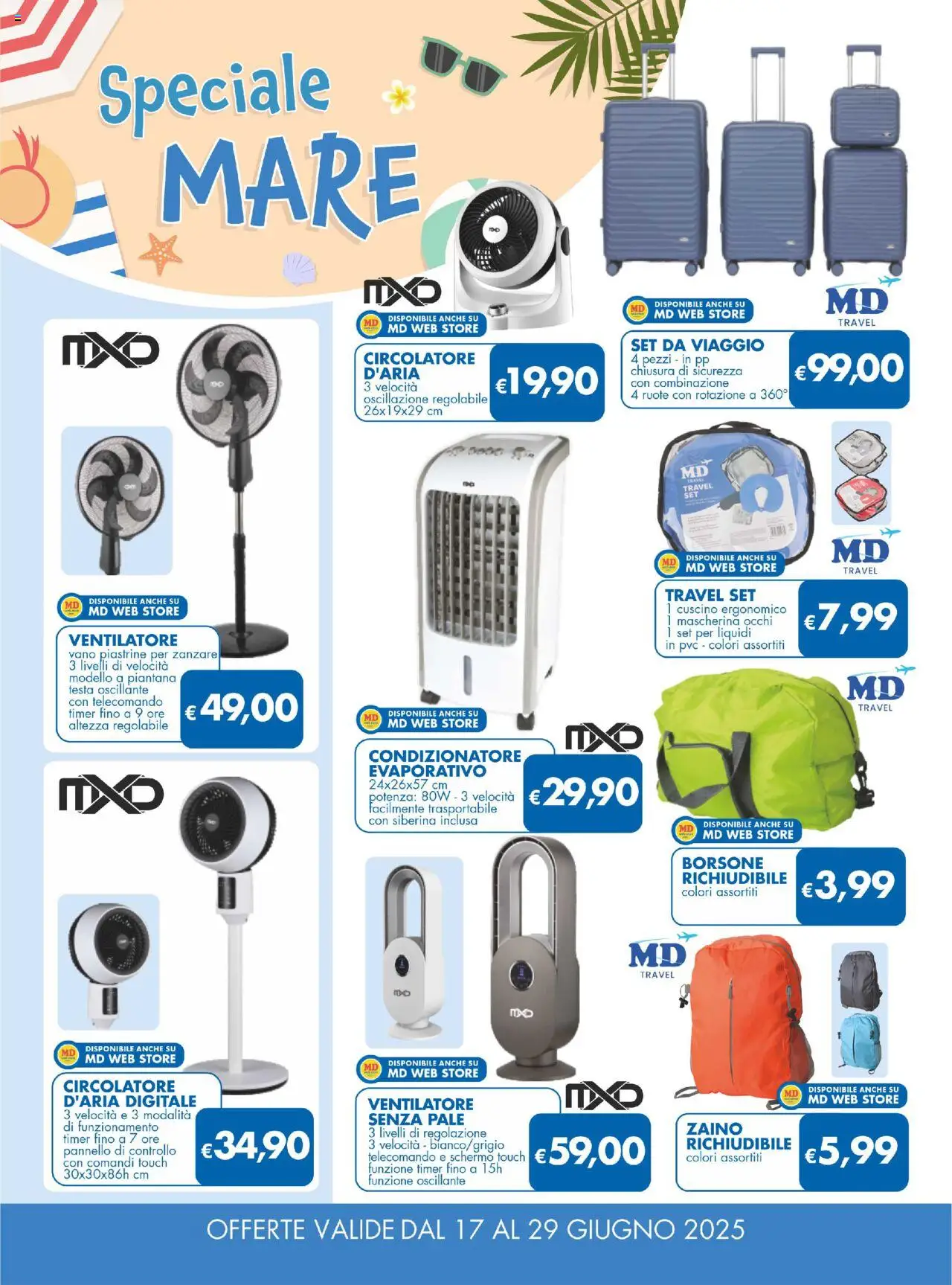 Volantino MD Discount del 17.06.2025 | Pagina: 27 | Prodotti: Telecomando, Zaino, Fan, Condizionatore