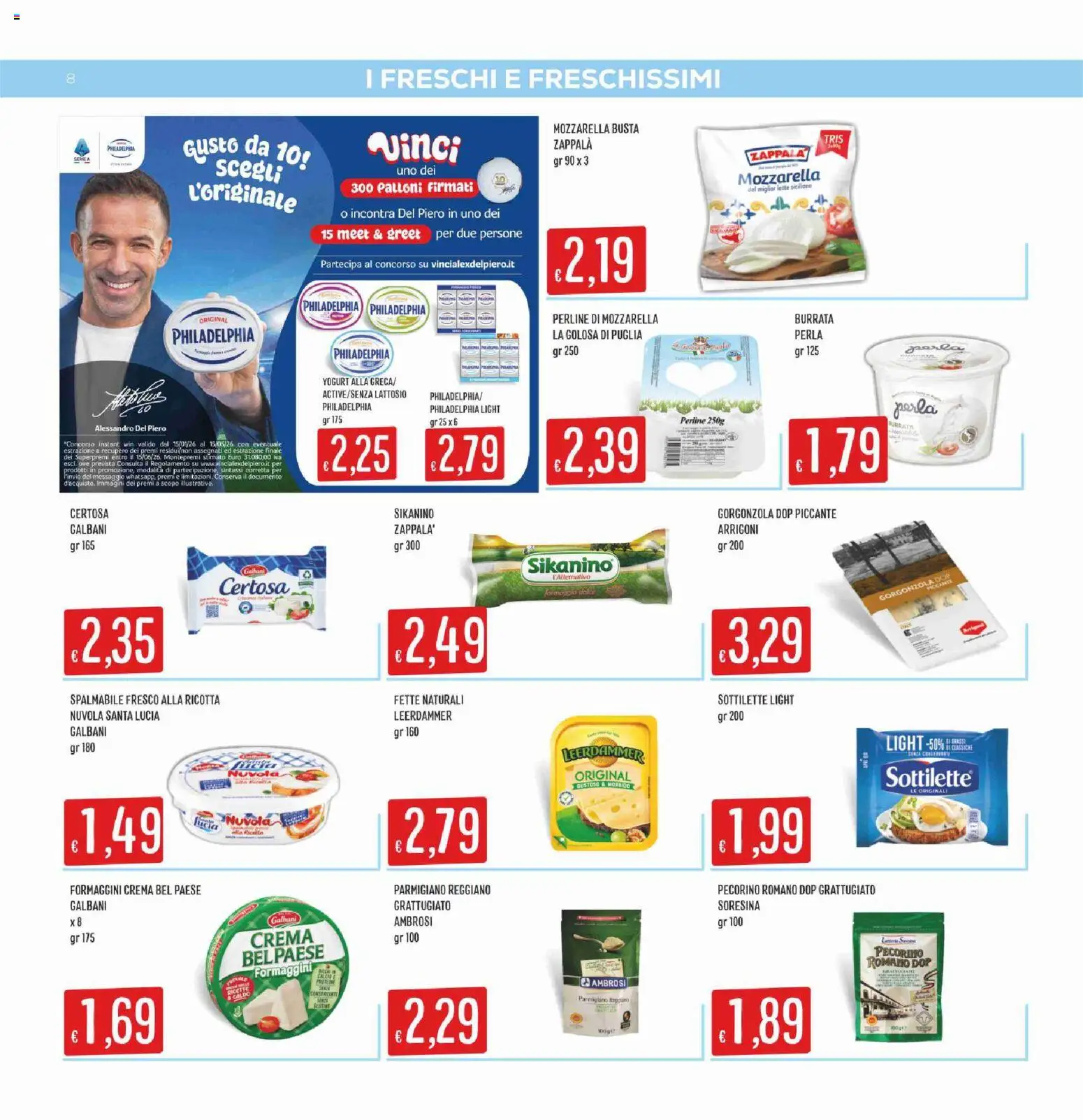 Volantino SISA del 05.03.2026 | Pagina: 8 | Prodotti: Ricotta, Parmigiano, Gorgonzola, Burrata