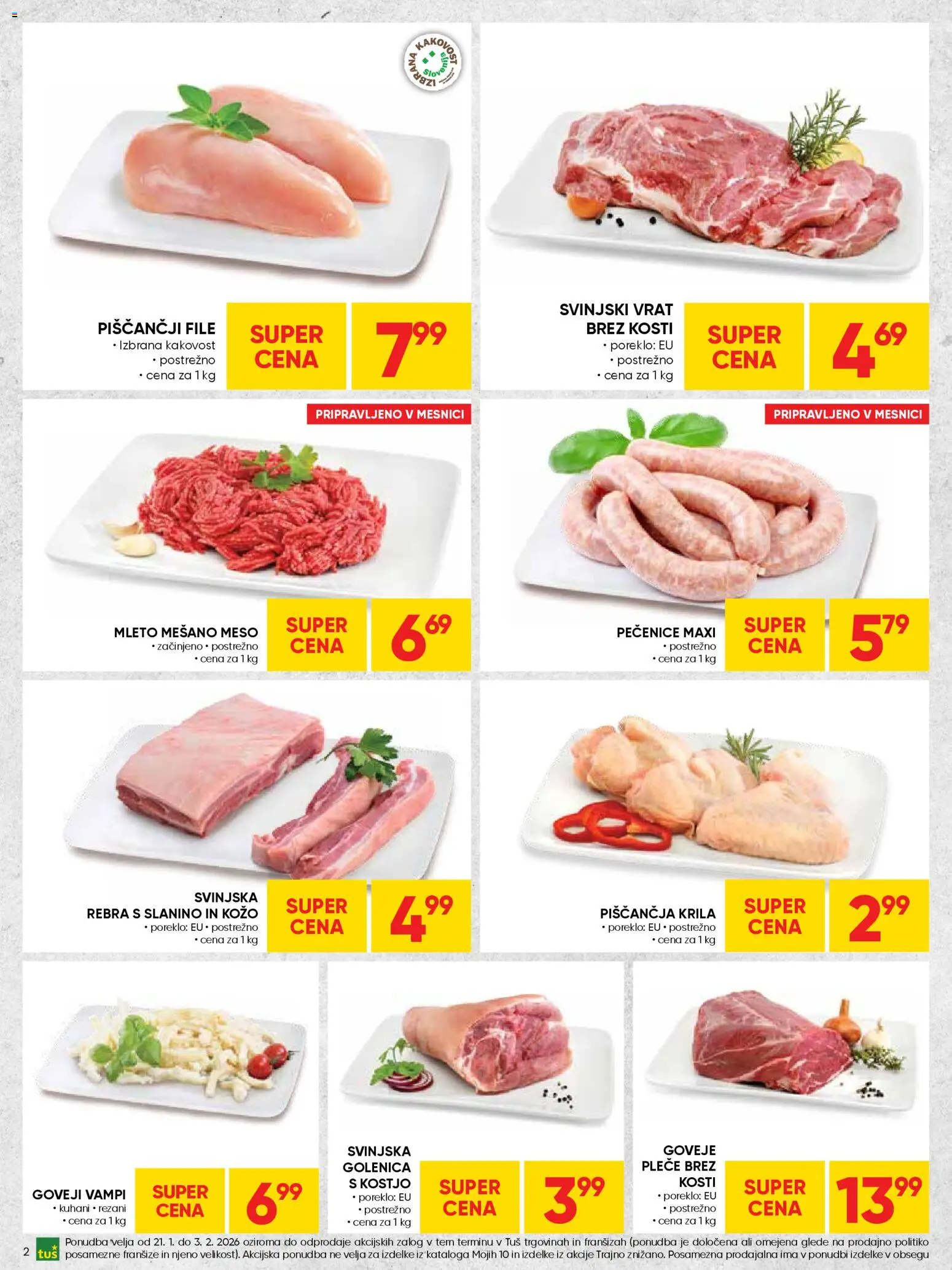 Novi Tuš katalog ponudbe – veljaven od 21.01.2026 | Stran: 2 | Izdelki: Piščančja krila