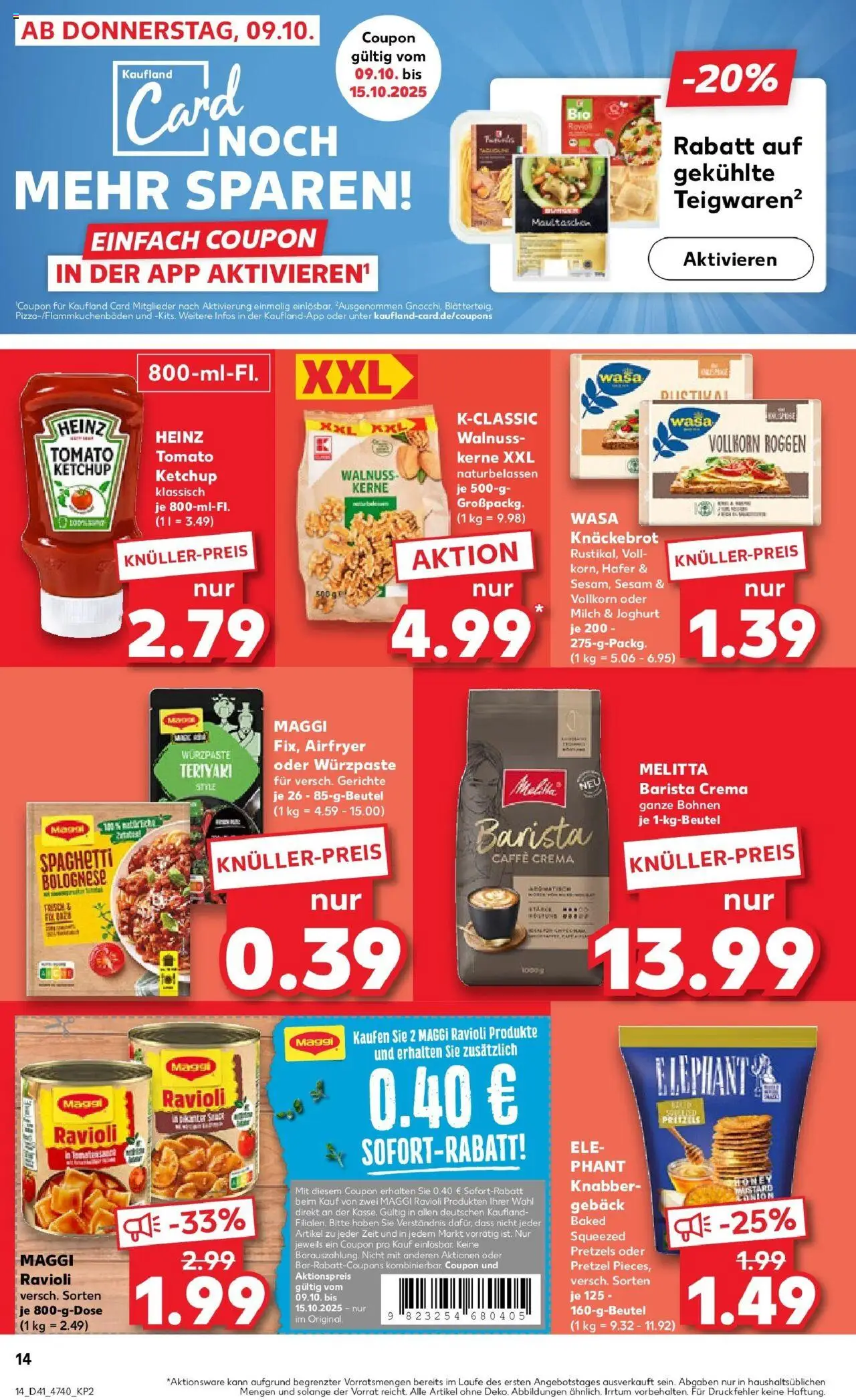 Kaufland prospekt Lübbecke	 – gültig ab 13.10.2025 | Seite: 14 | Produkte: Melitta, Milch, Joghurt, Maultaschen