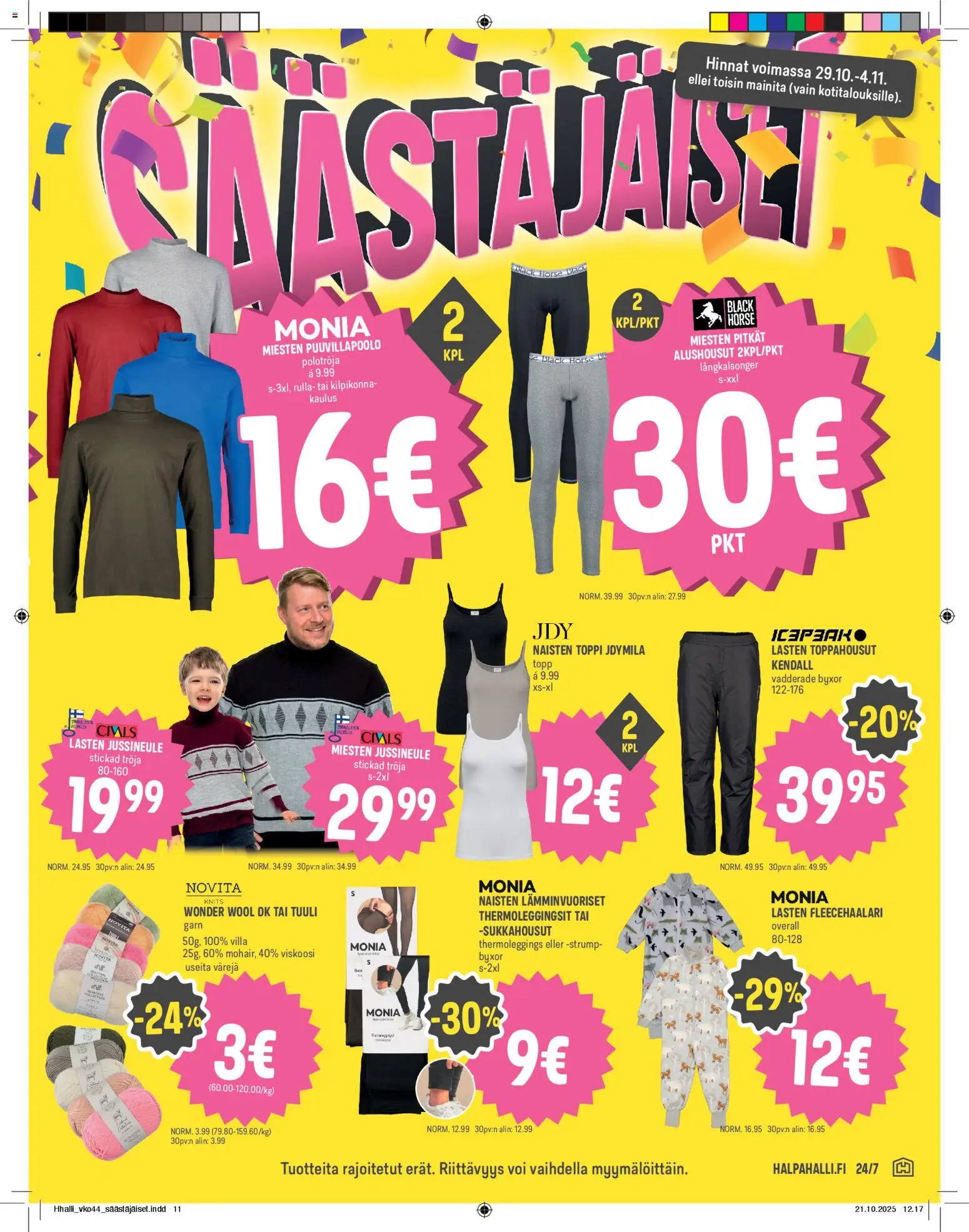 Halpa Halli tarjoukset – voimassa 29.10.2025 alkaen | Sivu: 11 | Tuotteet: Toppi, Sukkahousut, Voi, Alushousut