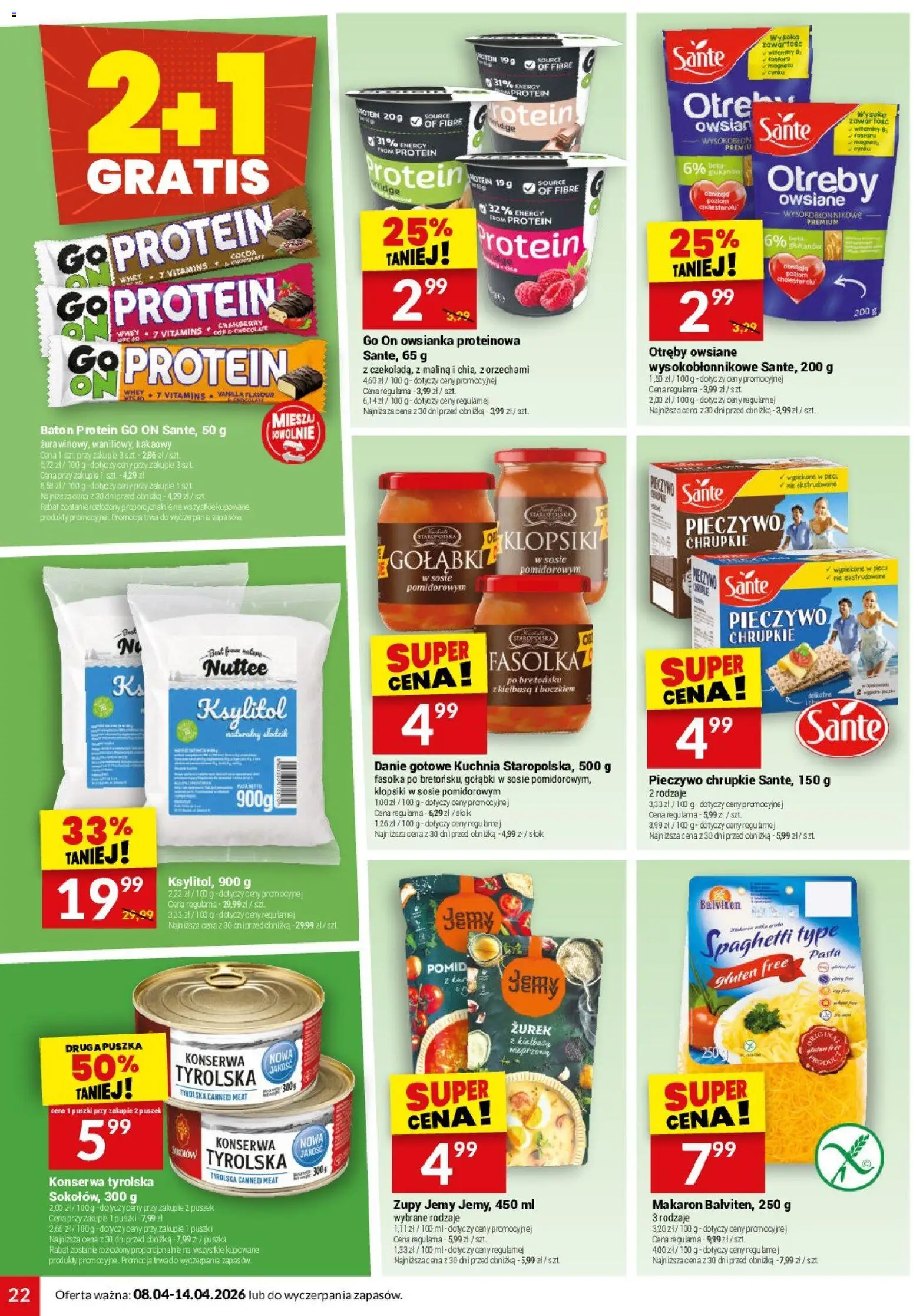 Twój Market gazetka od 08.04.2026 | Strona: 22 | Produkty: Malina, Owsianka, Ksylitol, Baton