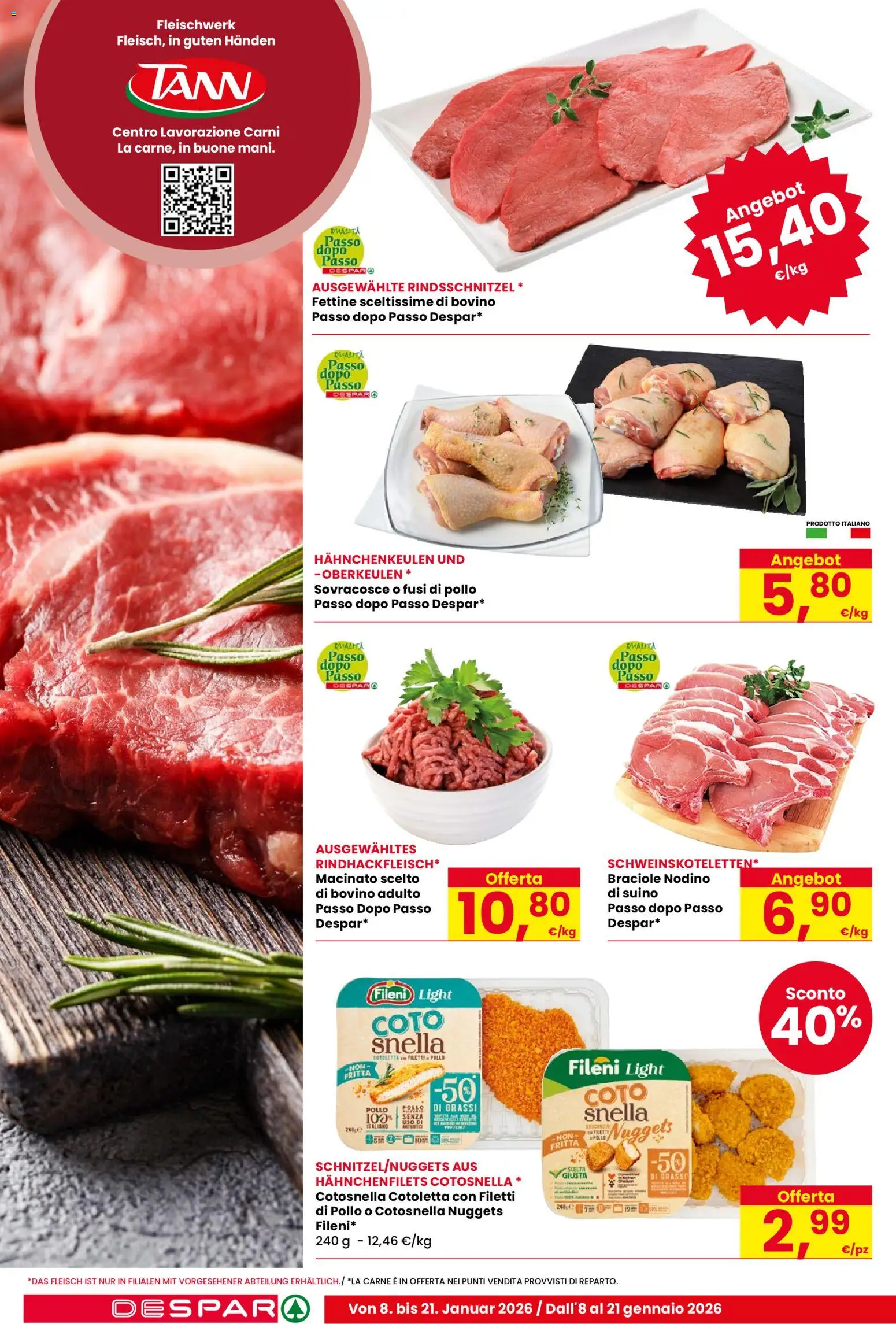 Volantino Despar del 08.01.2026 | Pagina: 6 | Prodotti: Bovino, Nuggets, Suino, Macinato