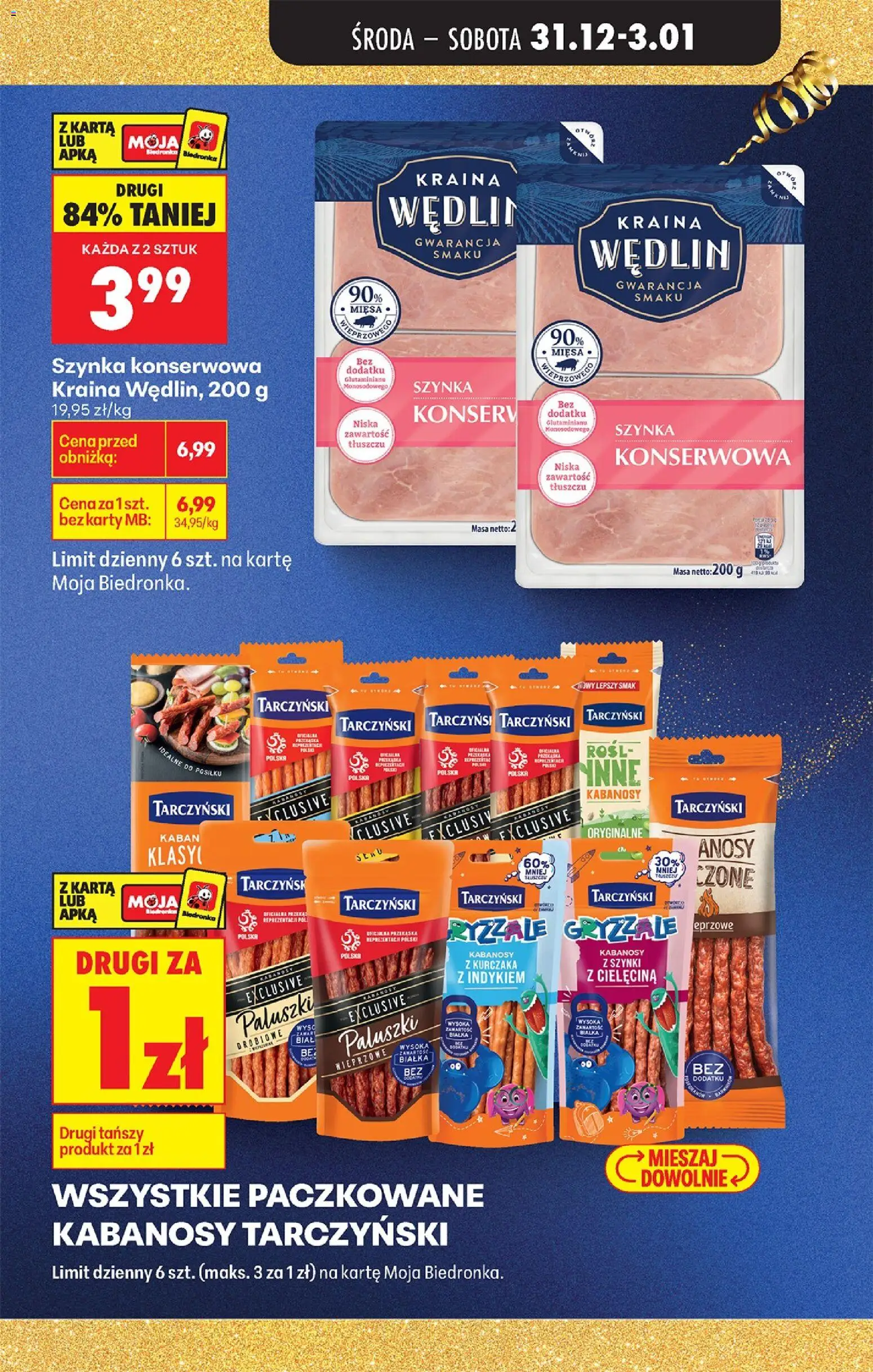 Biedronka gazetka - Oferta w tym tygodniu od 31.12.2025 | Strona: 13 | Produkty: Karta, Kabanosy z kurczaka, Szynka, Paluszki