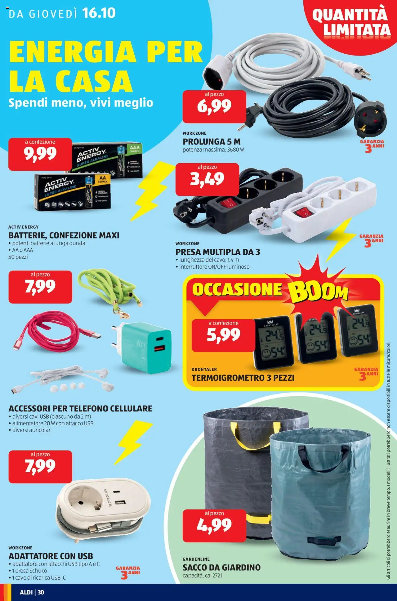 Volantino Aldi del 13.10.2025 | Pagina: 30 | Prodotti: Auricolari, Presa multipla, Adattatore, Presa