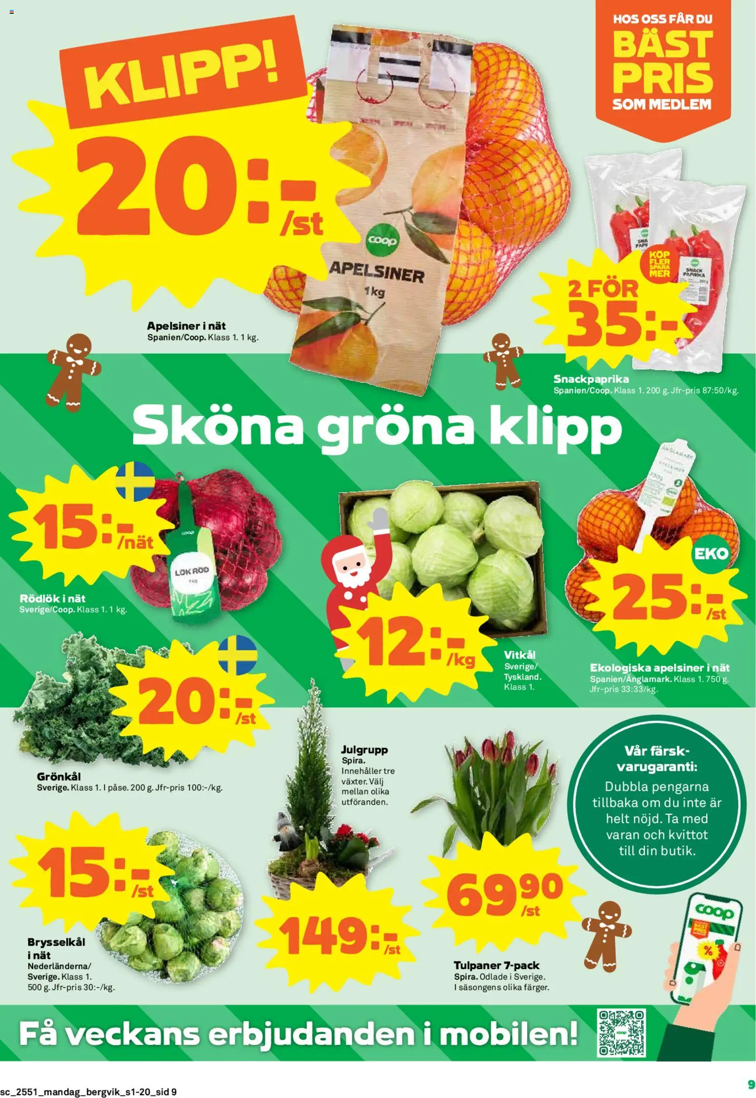 Stora Coop reklamblad aktuell från 15.12.2025 | Sida: 9 | Produkter: Vitkål, Rödlök, Apelsiner