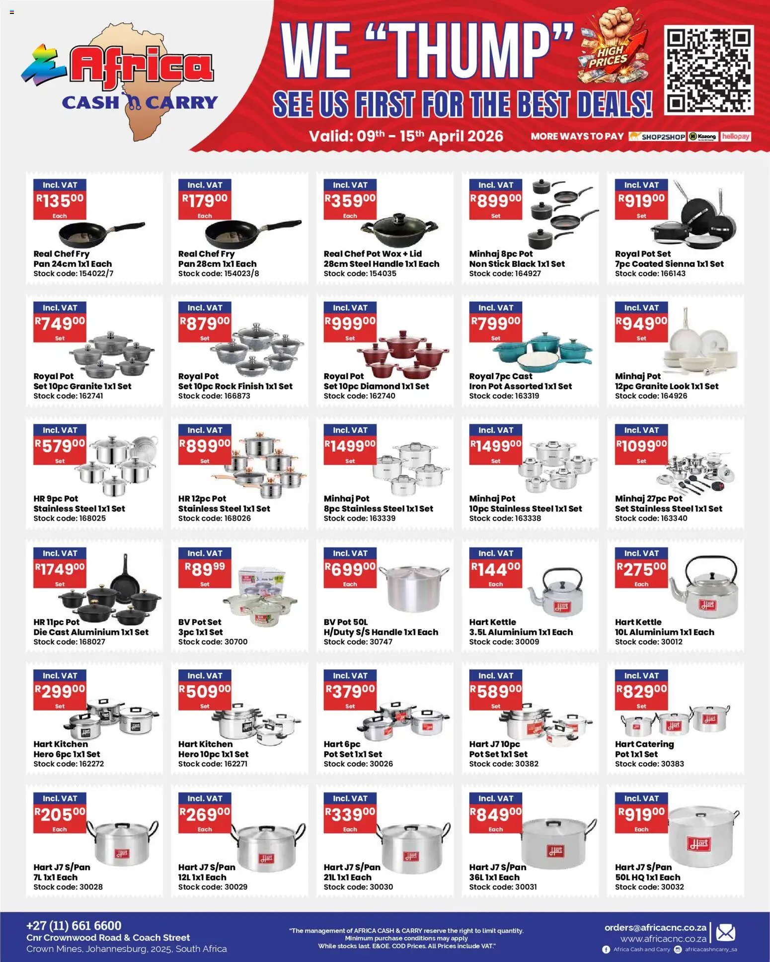 New Africa Cash & Carry catalogue – valid from 09.04.2026 | Page: 27 | Products: Kettle, Iron, Stock