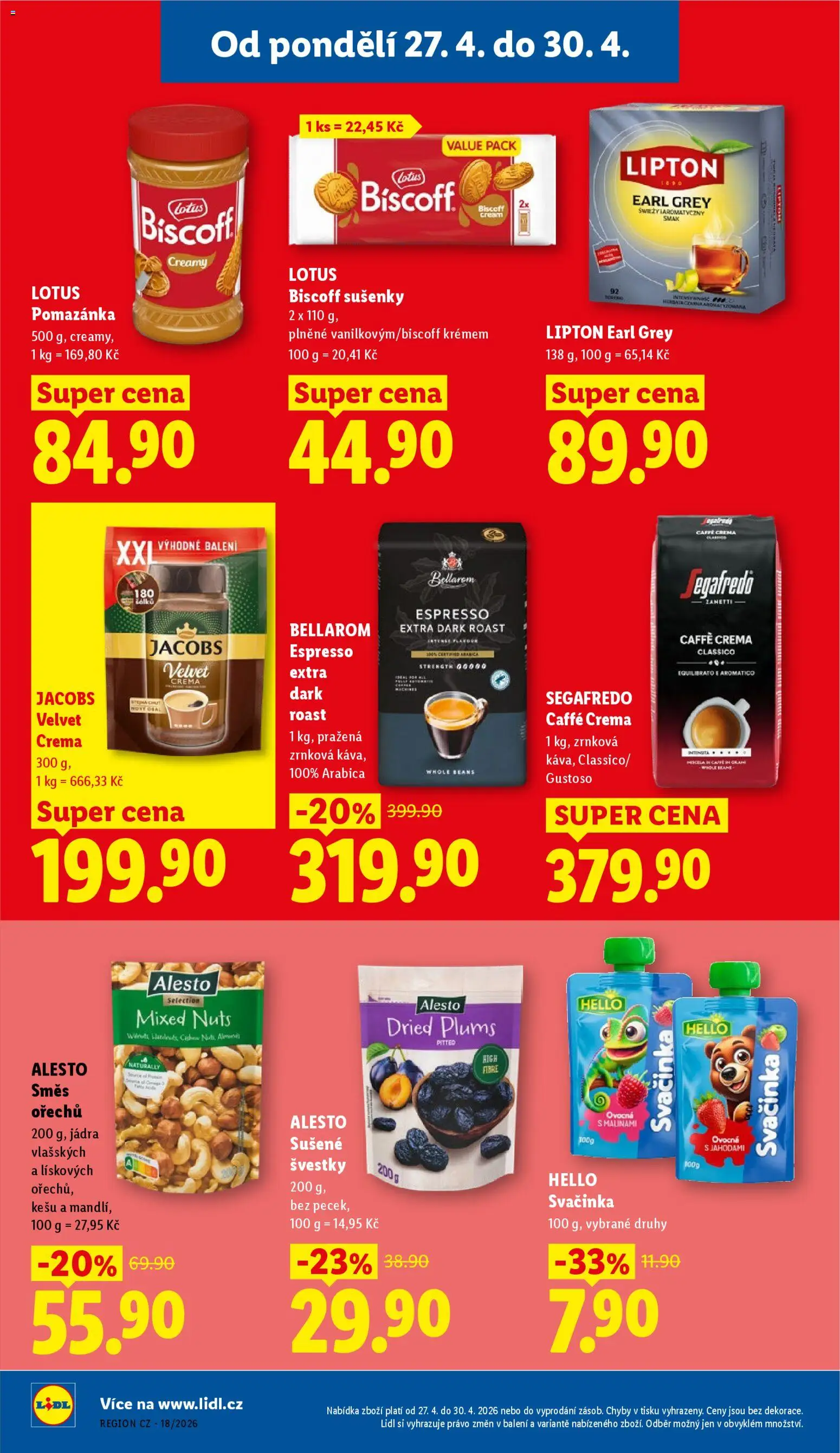 Lidl leták od 27.04.2026 | Strana: 26 | Produkty: Kešu, Směs ořechů, Jacobs, Velvet