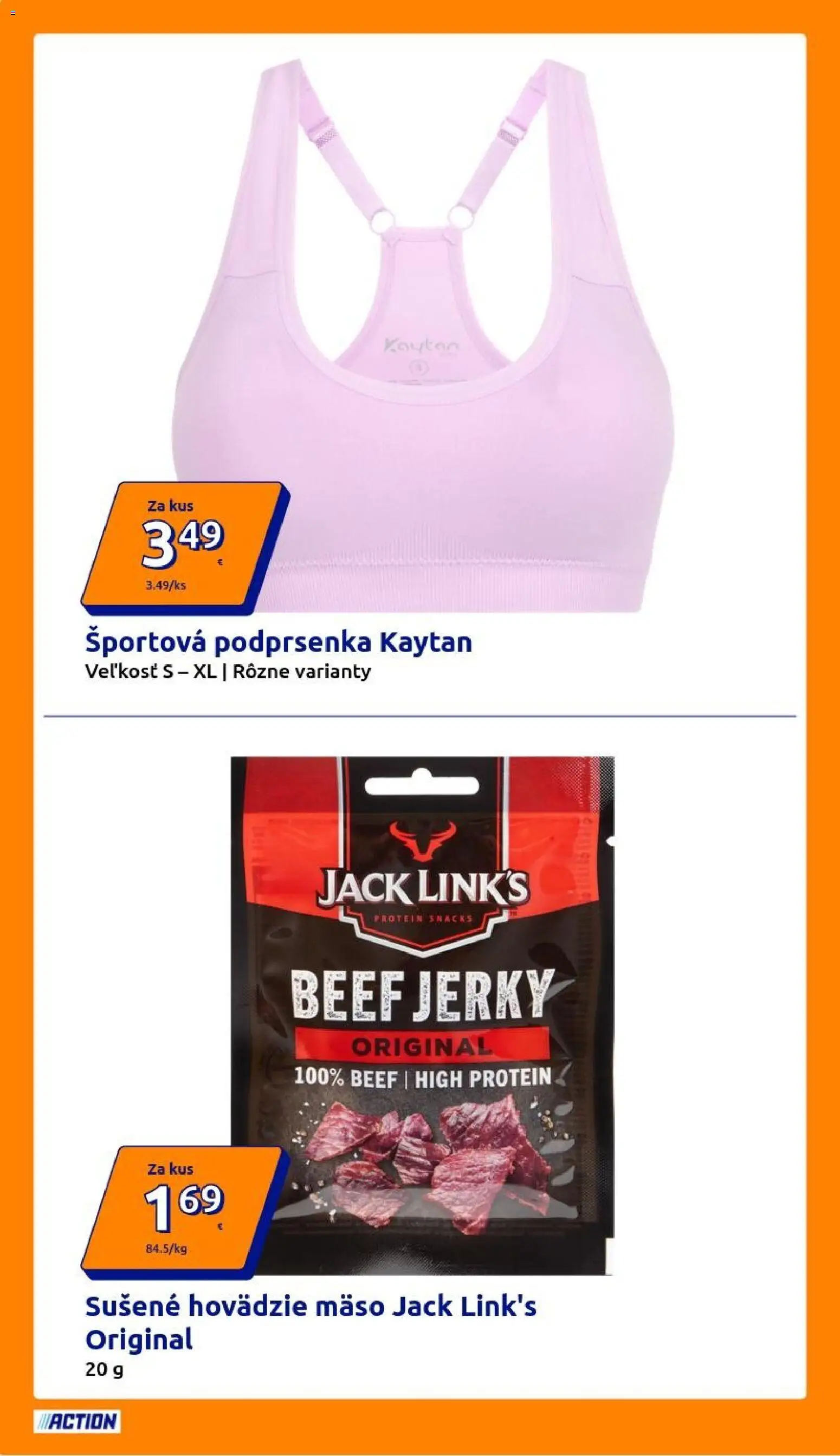 Nové Action akcie – leták je platný od 25.03.2026 | Strana: 18 | Produkty: Hovädzie mäso, Protein, Podprsenka