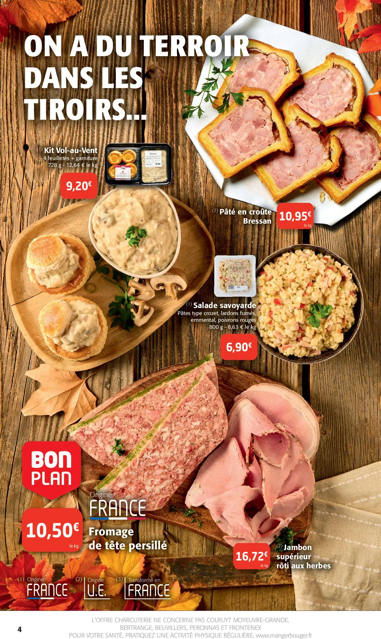 {H1} | Page: 4 | Produits: Salade, Lardons, Tiroirs, Pâtes