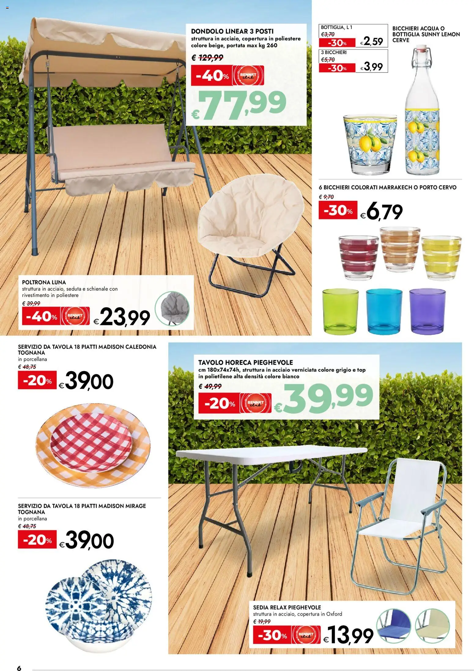 Volantino bennet del 07.04.2026 | Pagina: 6 | Prodotti: Acqua, Dondolo, Top, Poltrona