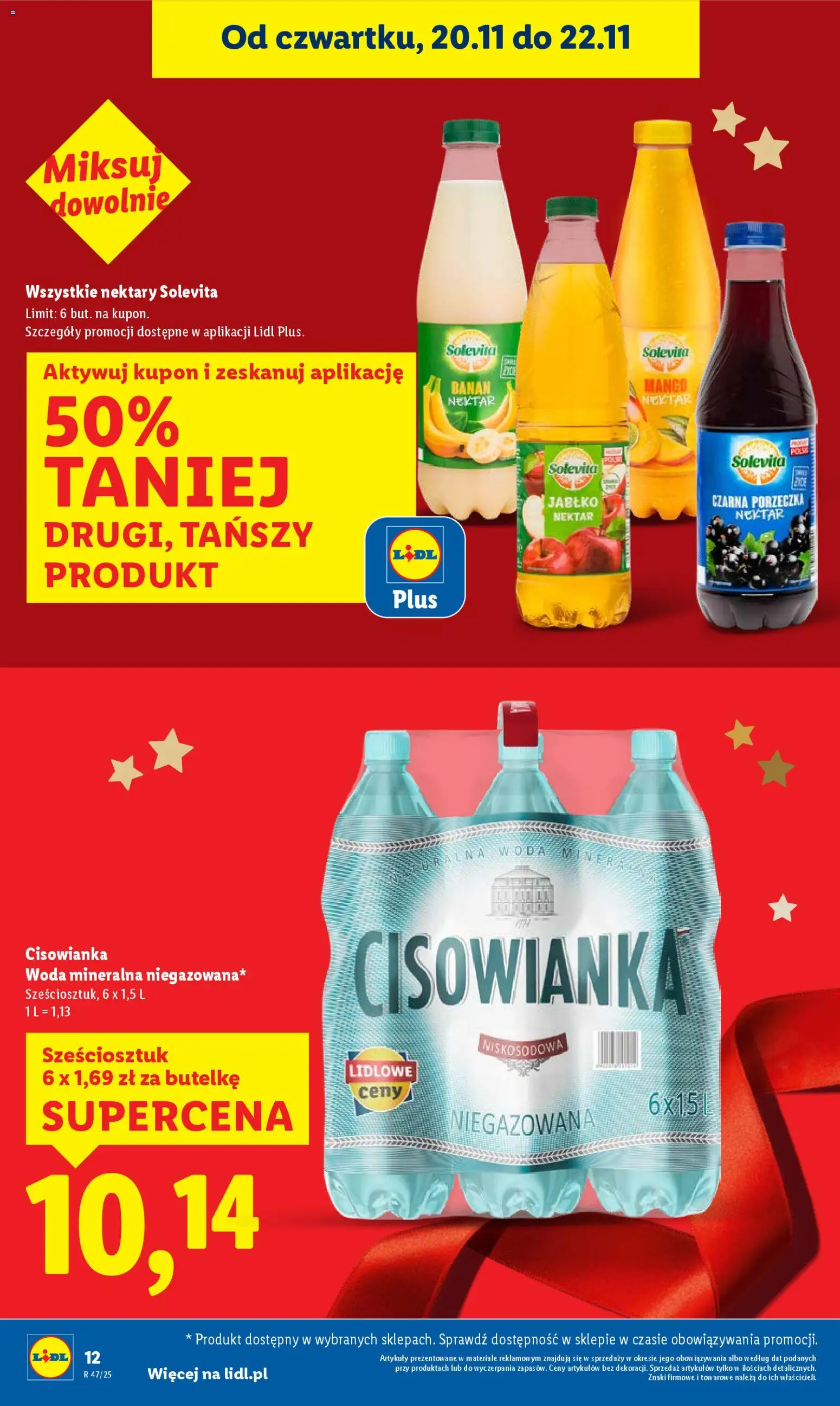 Lidl Gazetka od 20.11.2025 | Strona: 12 | Produkty: Mango, Porzeczka, Banan, Woda