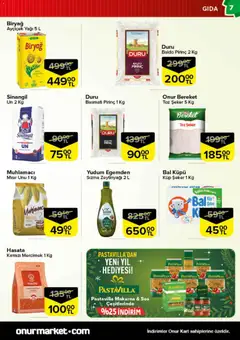 16.12.2025 tarihinden itibaren geçerli olan Onur Market kataloğu önizlemesi | Sayfa: 7 | Ürünler: Ravioli, Pirinç, Toz şeker, Küp şeker