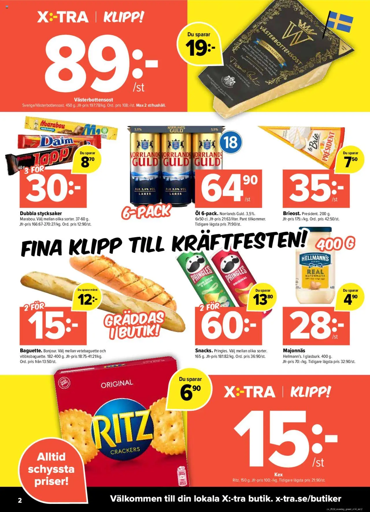 Coop X:-TRA reklamblad aktuell från 04.08.2025 | Sida: 2 | Produkter: Pringles, Majonnäs, Öl