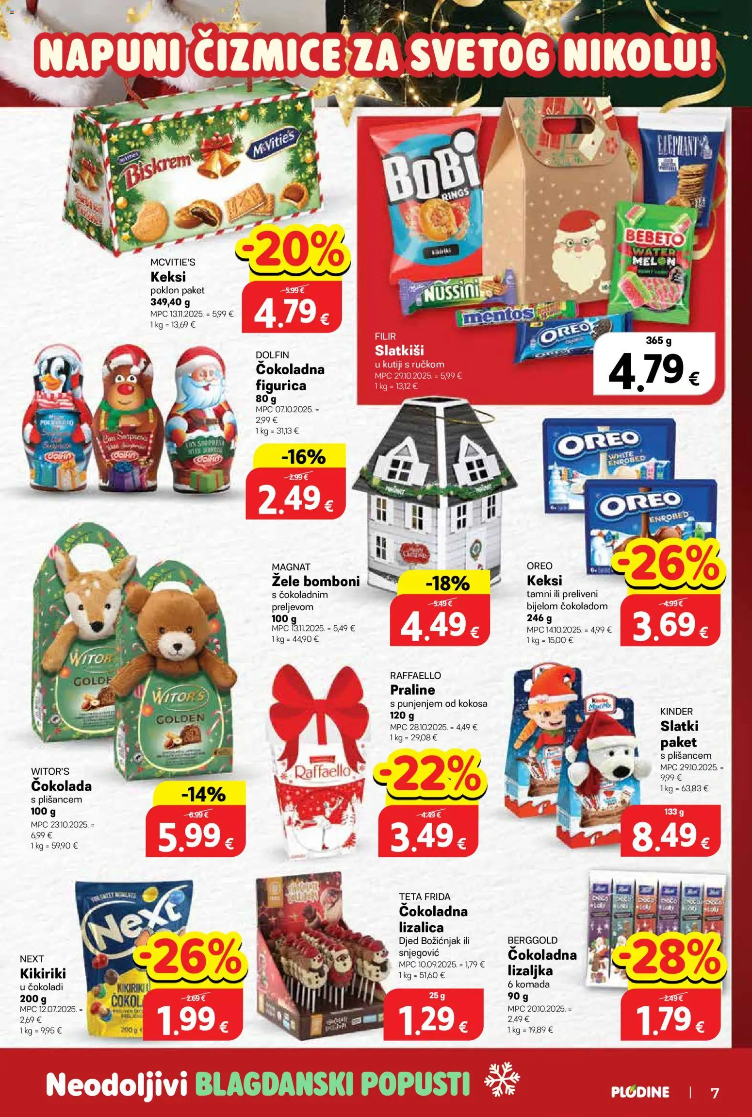 Plodine katalog | vrijedi od 03.12.2025 | Stranica: 7 | Proizvodi: Praline, Keksi, Čokolada, Kikiriki