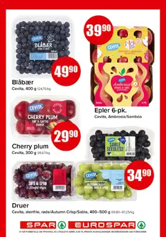 Forhåndsvisning av Druer, Cevita, stenfrie, røde/Autumn Crisp/Sable, 400-500 g gyldig fra 02.02.2026 | Side: 2 | Produkter: Epler, Druer, Blåbær