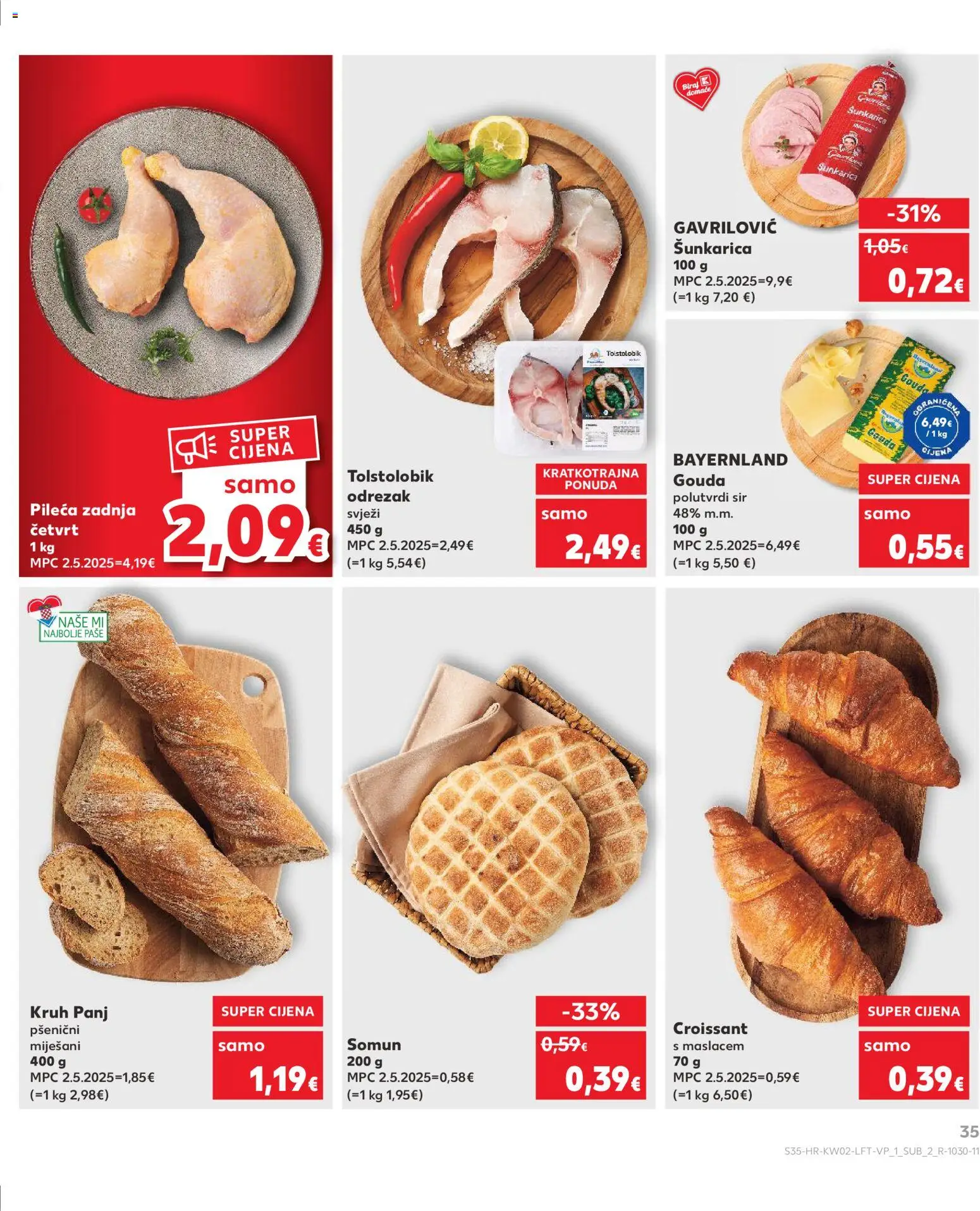 Kaufland HR akciós ujság - amely érvényes a következő dátumtól: 07.01.2026 | Oldal: 35 | Termékek: Croissant, Gouda