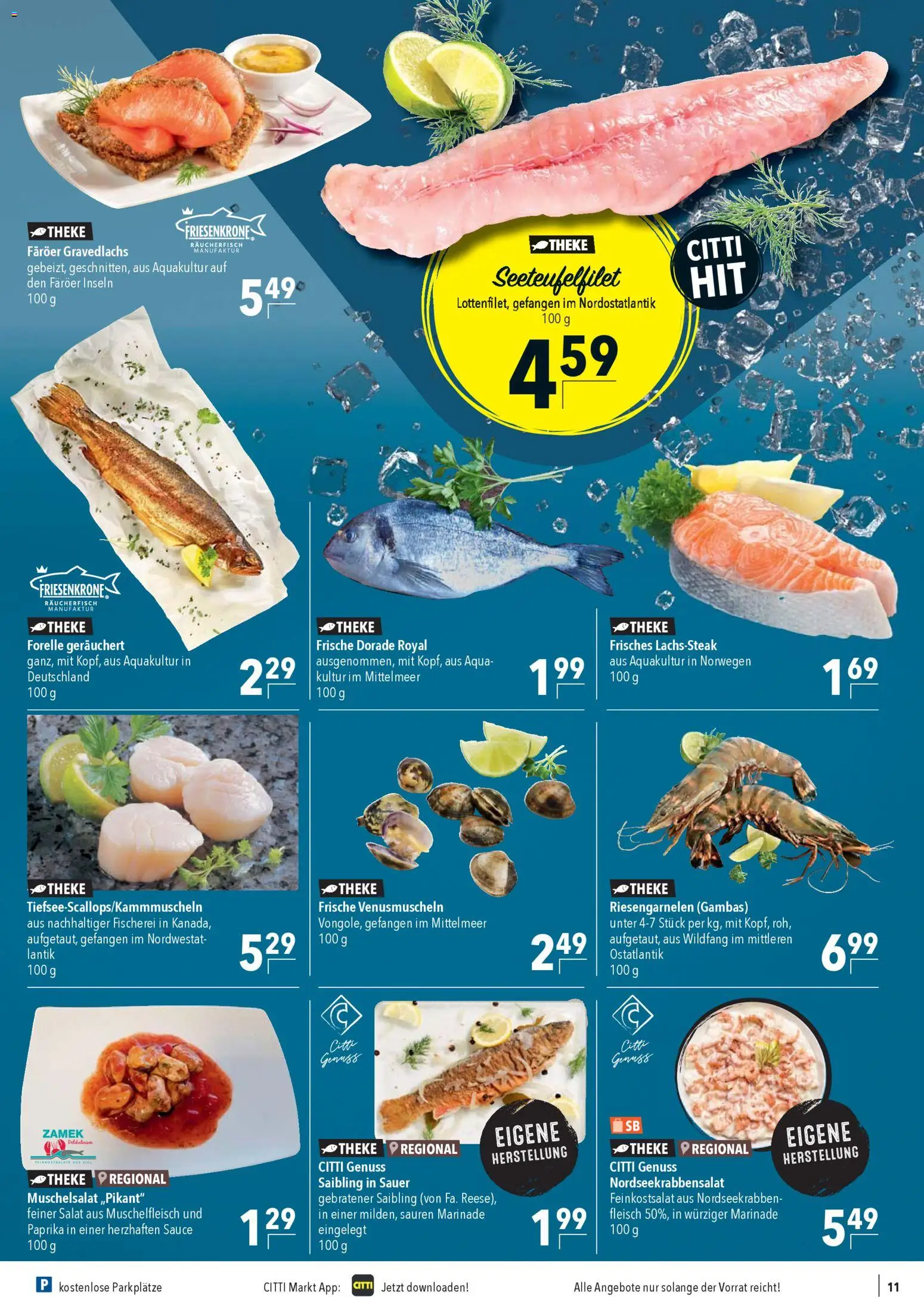 CITTI Markt Prospekt 	 – gültig ab 05.11.2025 | Seite: 11 | Produkte: Dorade, Theke, Fleisch, Salat