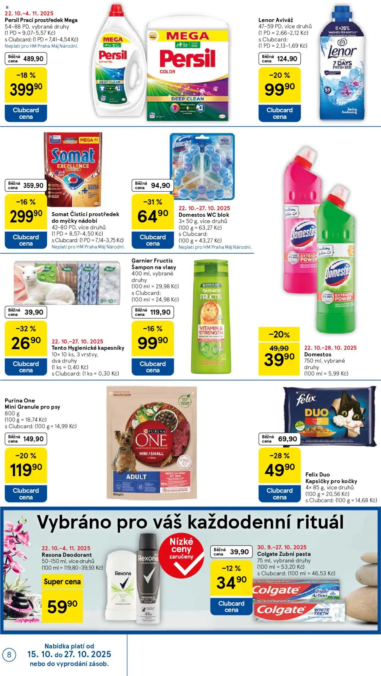 Tesco leták - Hypermarket od 22.10.2025 | Strana: 8 | Produkty: Deodorant, Aviváž, Lenor, Wc