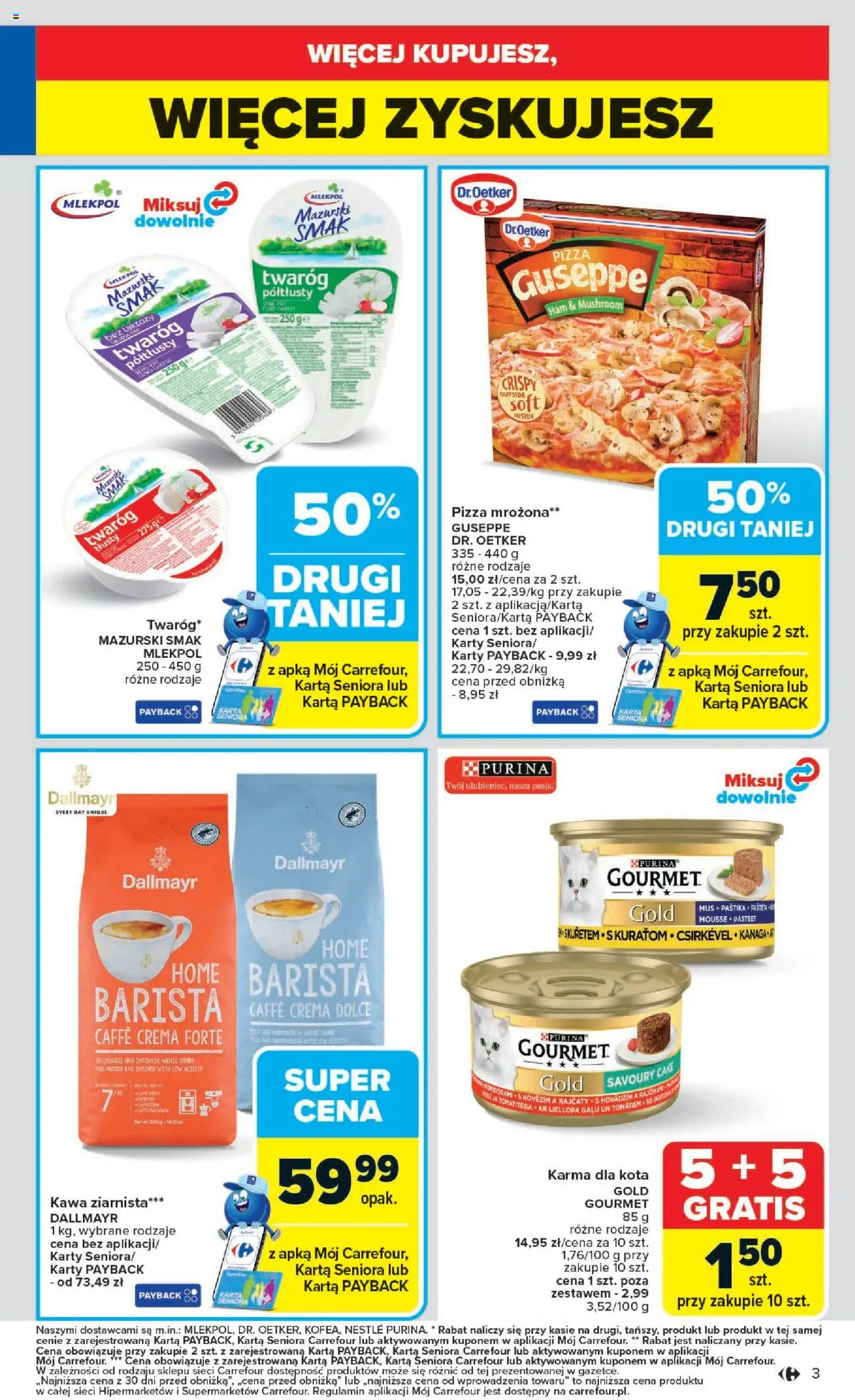Carrefour Gazetka od 20.10.2025 | Strona: 5 | Produkty: Twaróg półtłusty, Bez laktozy, Karma dla kota, Twaróg