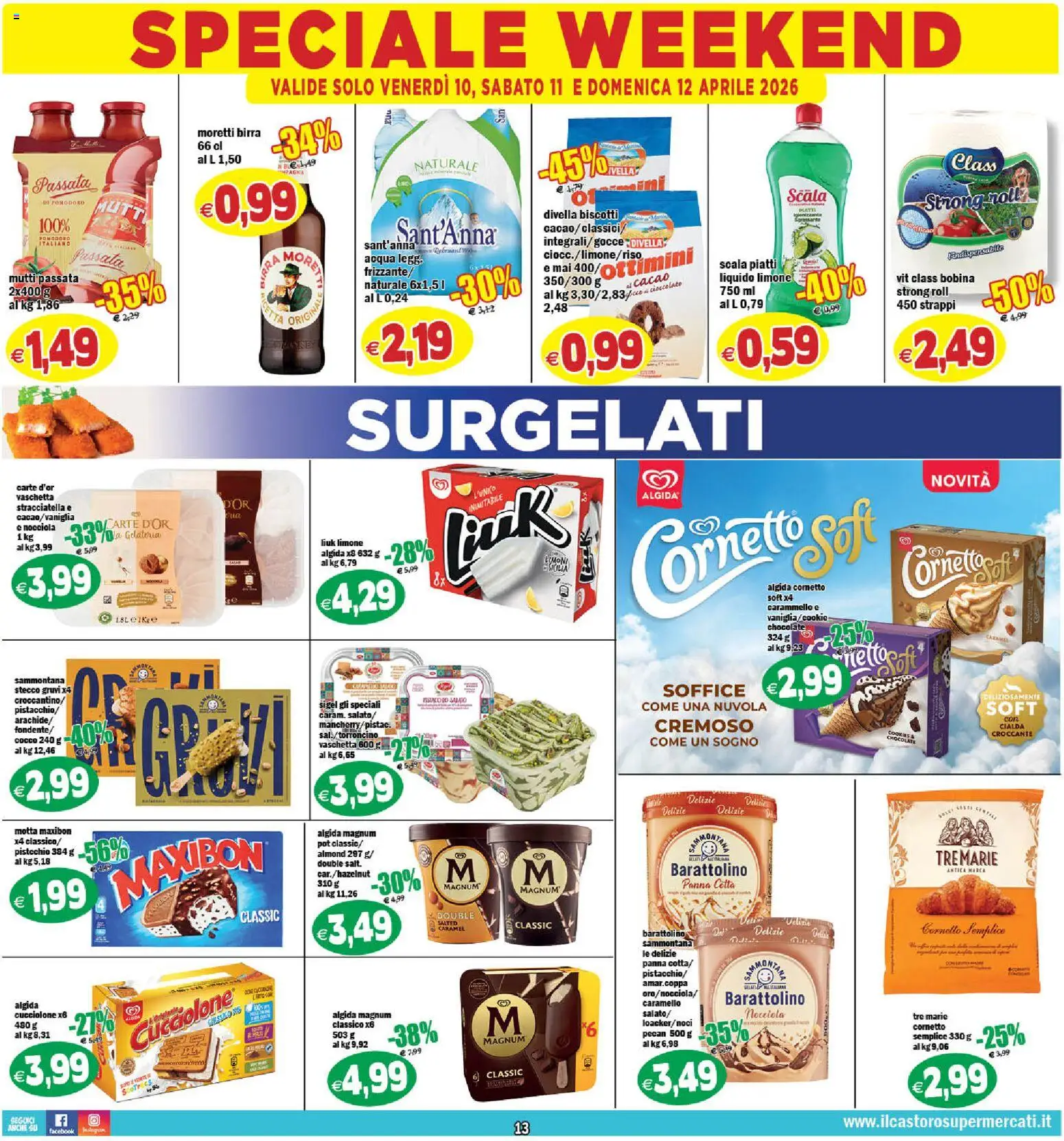 Volantino Il Castoro del 07.04.2026 | Pagina: 13 | Prodotti: Cornetto, Panna, Biscotti, Acqua