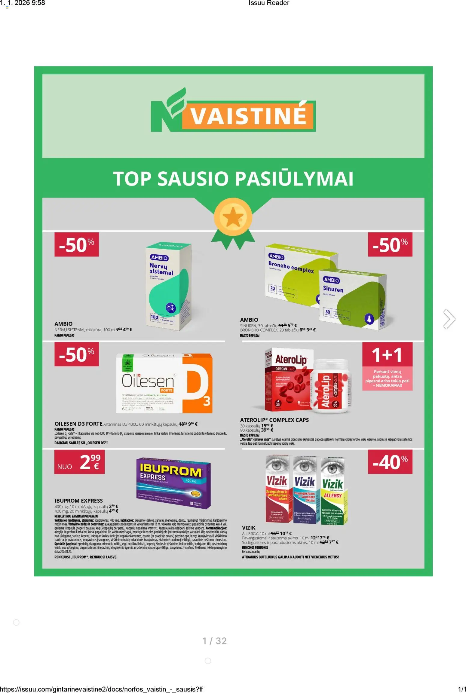Norfa vaistinė akcijos nuo 01.01.2026 | Puslapis: 1