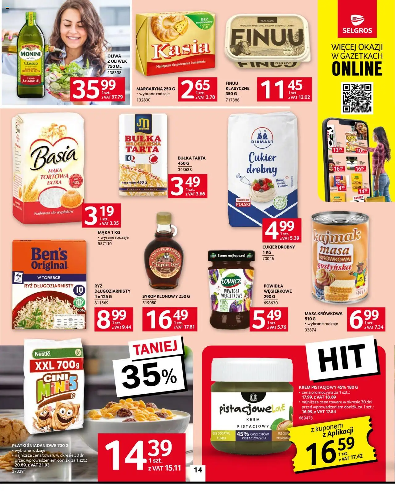 Selgros cash&carry Gazetka od 23.10.2025 | Strona: 14 | Produkty: Powidła, Olej, Płatki, Krem
