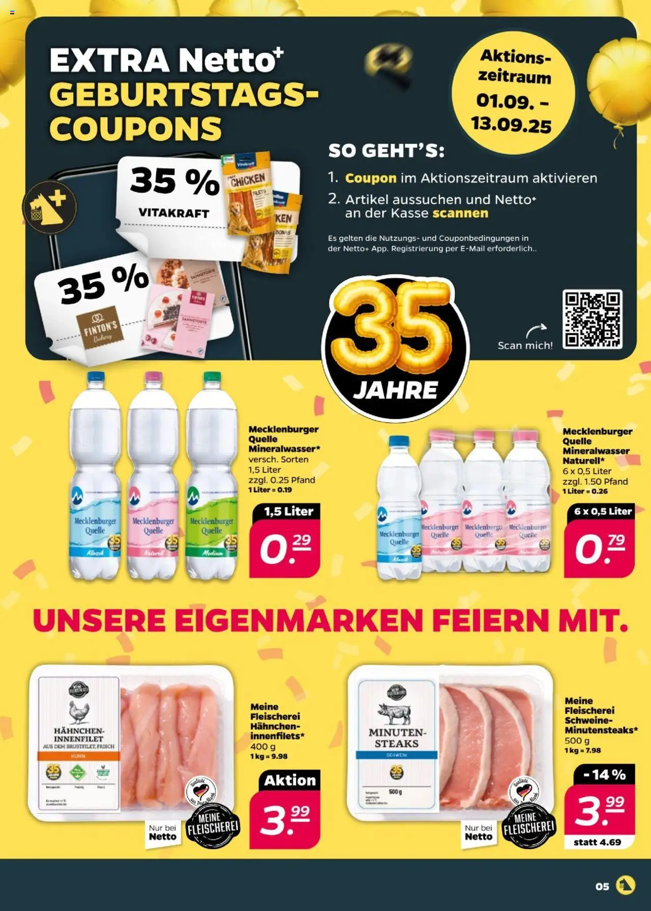 Netto Prospekt 	 - gültig ab dem 01.09.2025 | Seite: 5 | Produkte: Hahnchen, Mineralwasser