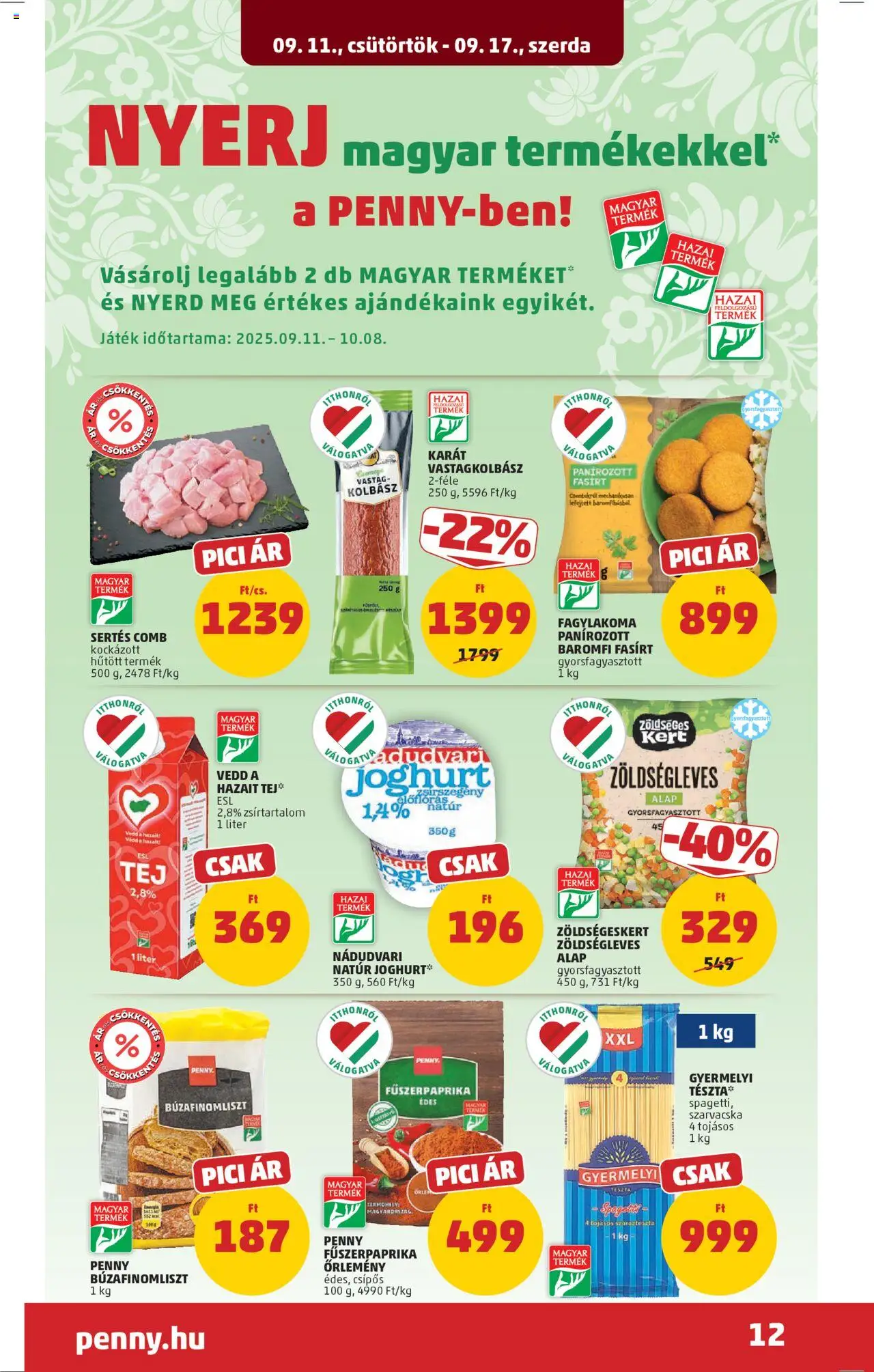 PENNY akciós ujság - amely érvényes a következő dátumtól: 11.09.2025 | Oldal: 16 | Termékek: Spagetti, Tej, Joghurt, Száraztészta
