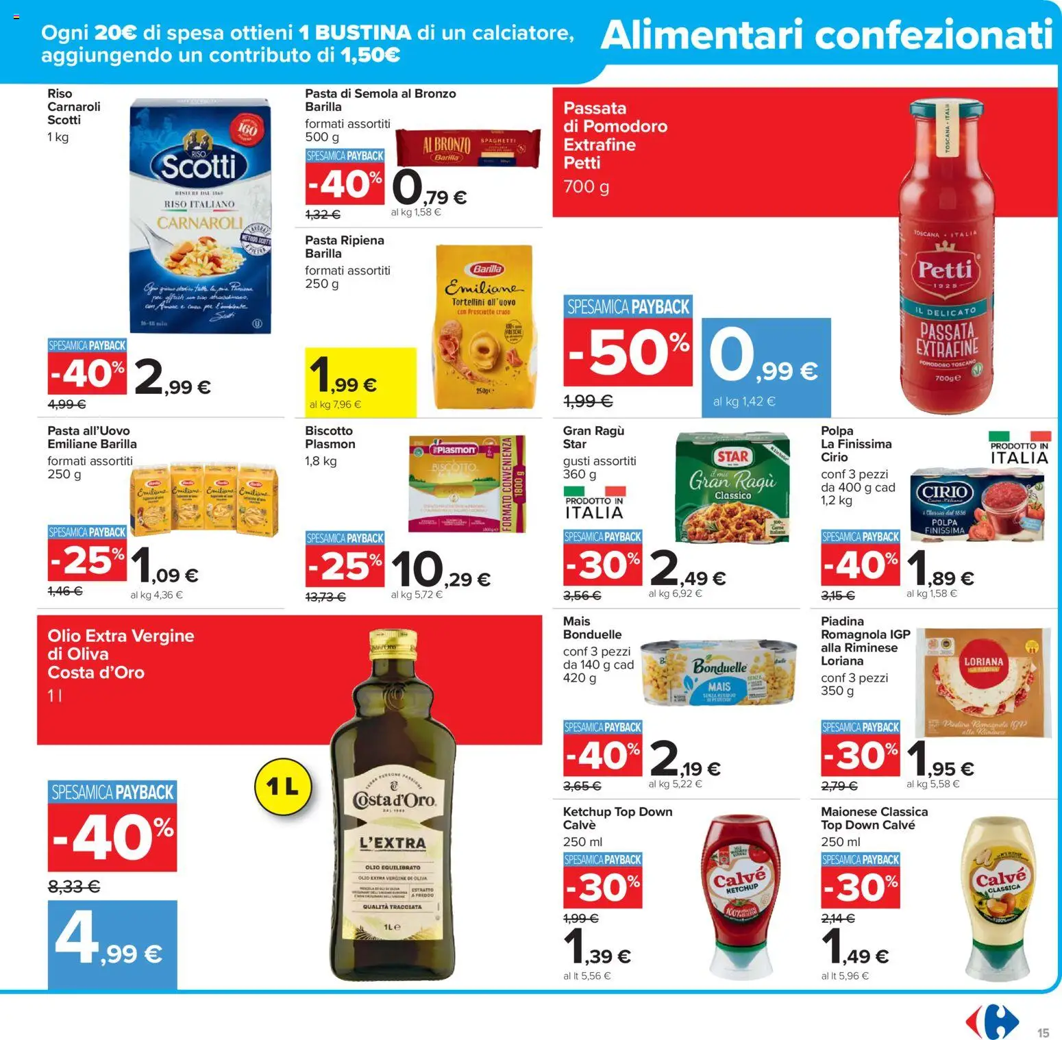 Volantino Carrefour del 02.12.2025 | Pagina: 15 | Prodotti: Ketchup, Pomodoro, Prosciutto, Pasta