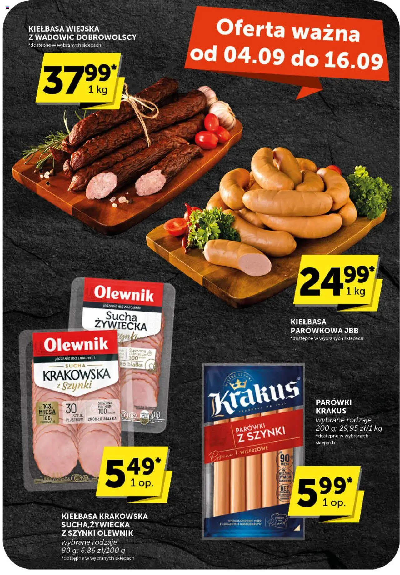 Groszek Gazetka od 18.09.2025 | Strona: 43 | Produkty: Kiełbasa, Parówki, Kiełbasa krakowska