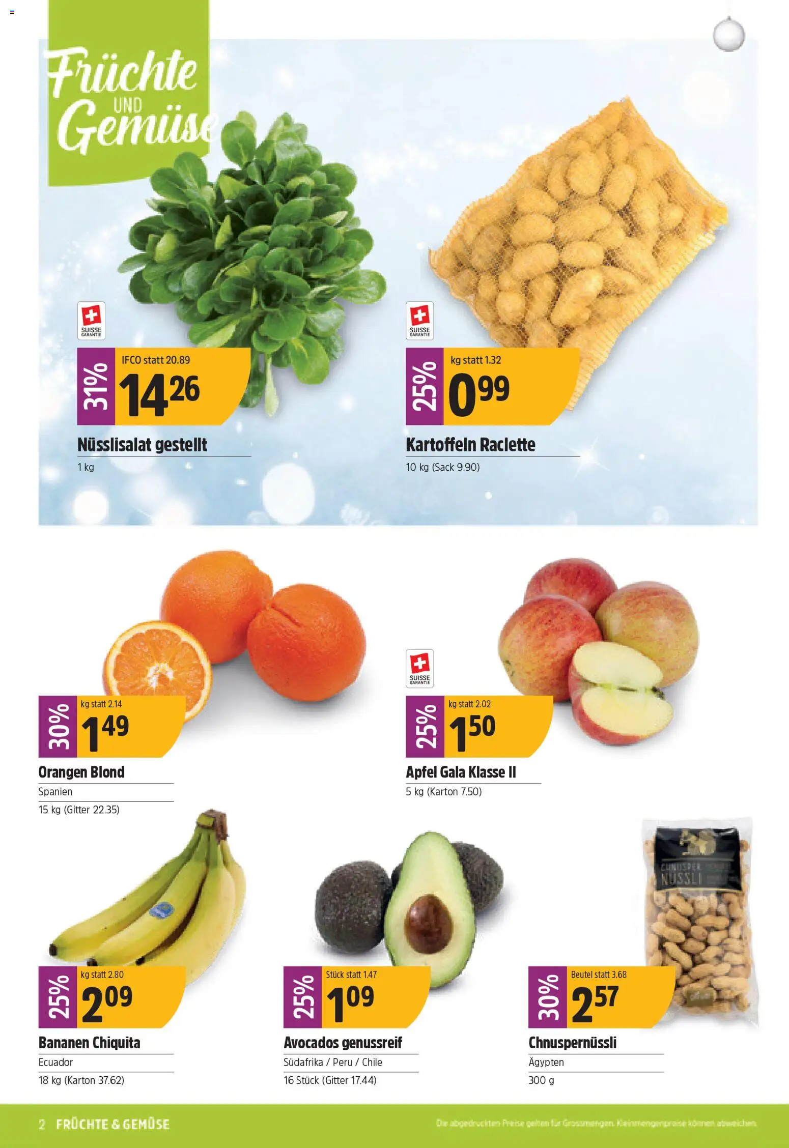 TopCC Aktionen – gültig ab 24.11.2025 | Seite: 2 | Produkte: Gitter, Bananen, Gemüse, Früchte