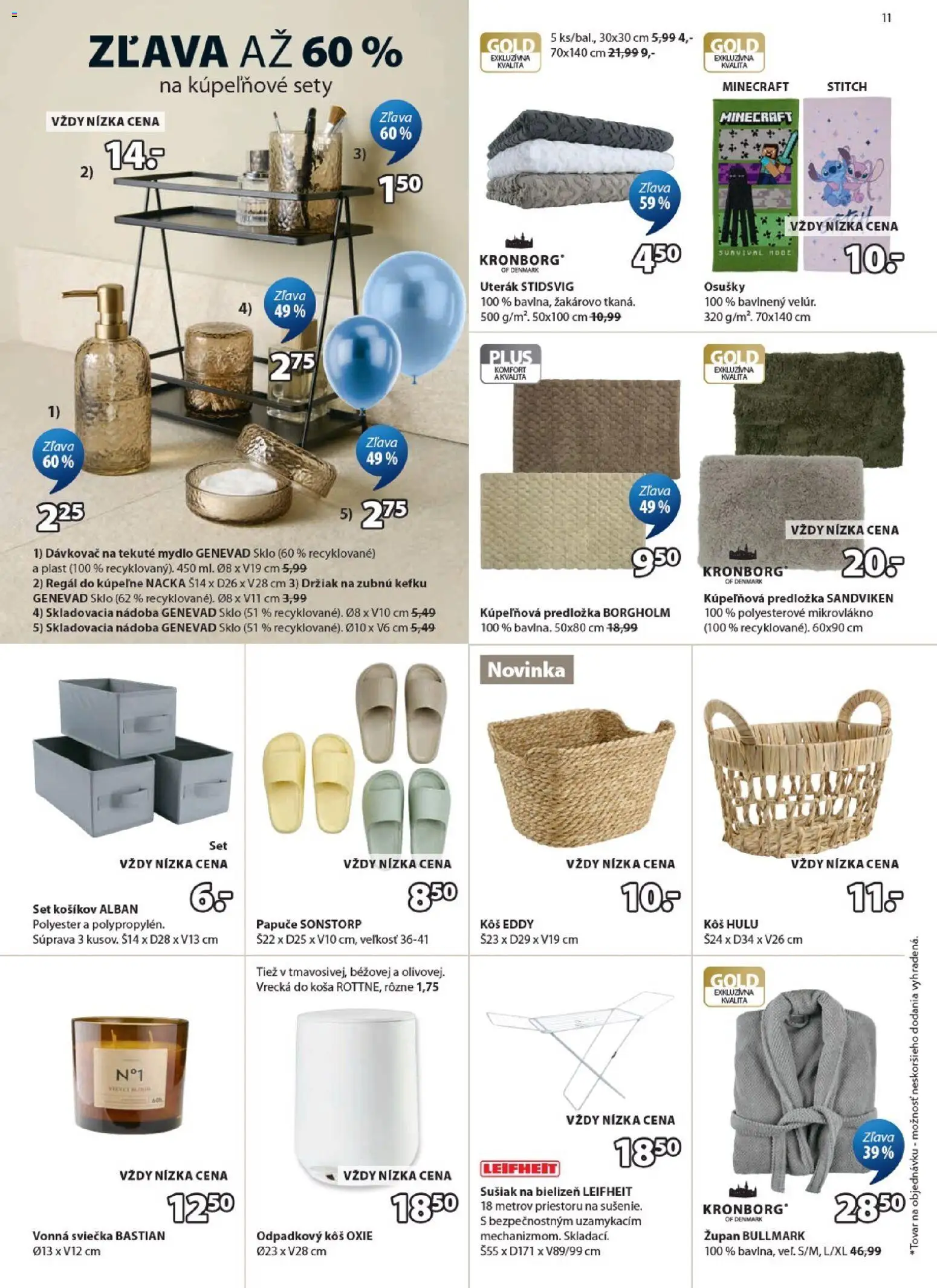 Nové JYSK akcie – leták je platný od 25.03.2026 | Strana: 11 | Produkty: Regál, Uterák, Župan, Papuče