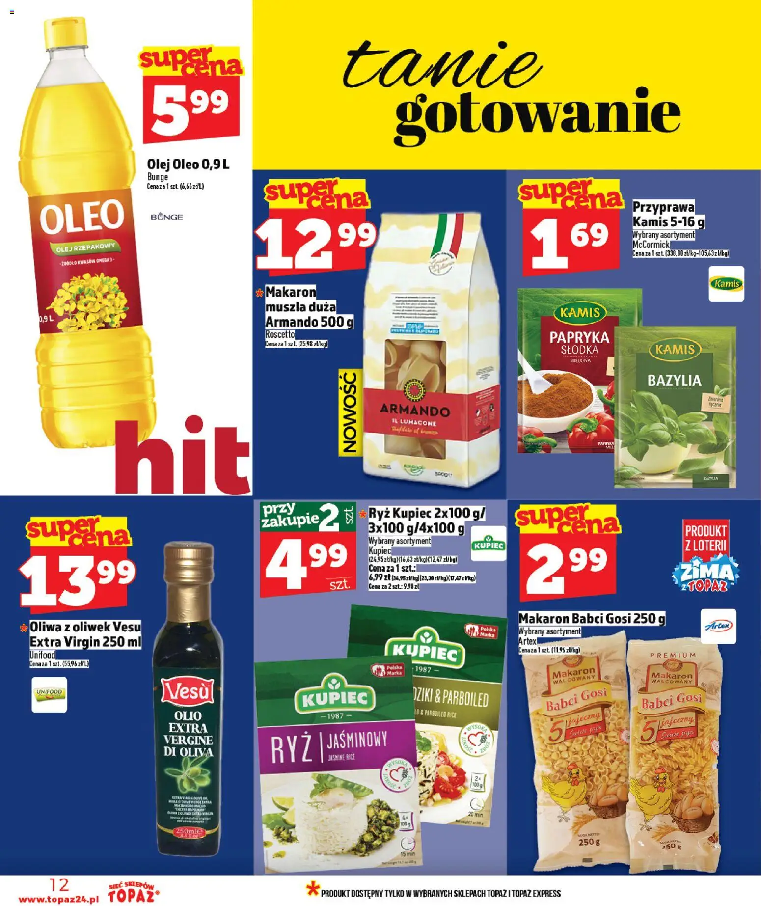 Topaz Gazetka od 08.01.2026 | Strona: 12 | Produkty: Oliwa z oliwek, Bazylia, Olej, Ryż