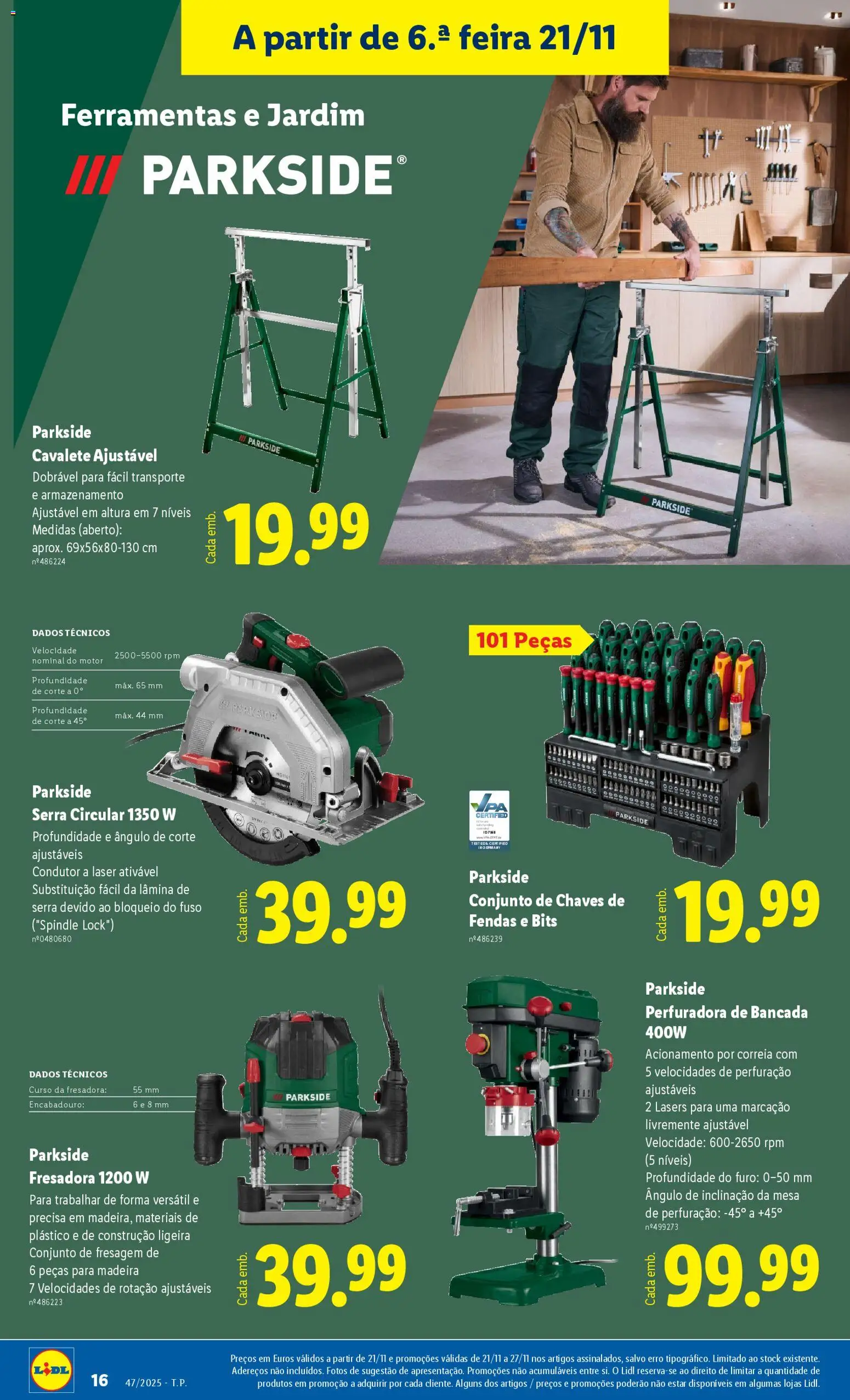 Lidl Black Friday │ válido de 17.11.2025 | Página: 16 | Produtos: Bancada, Ferramentas, Cavalete, Mesa