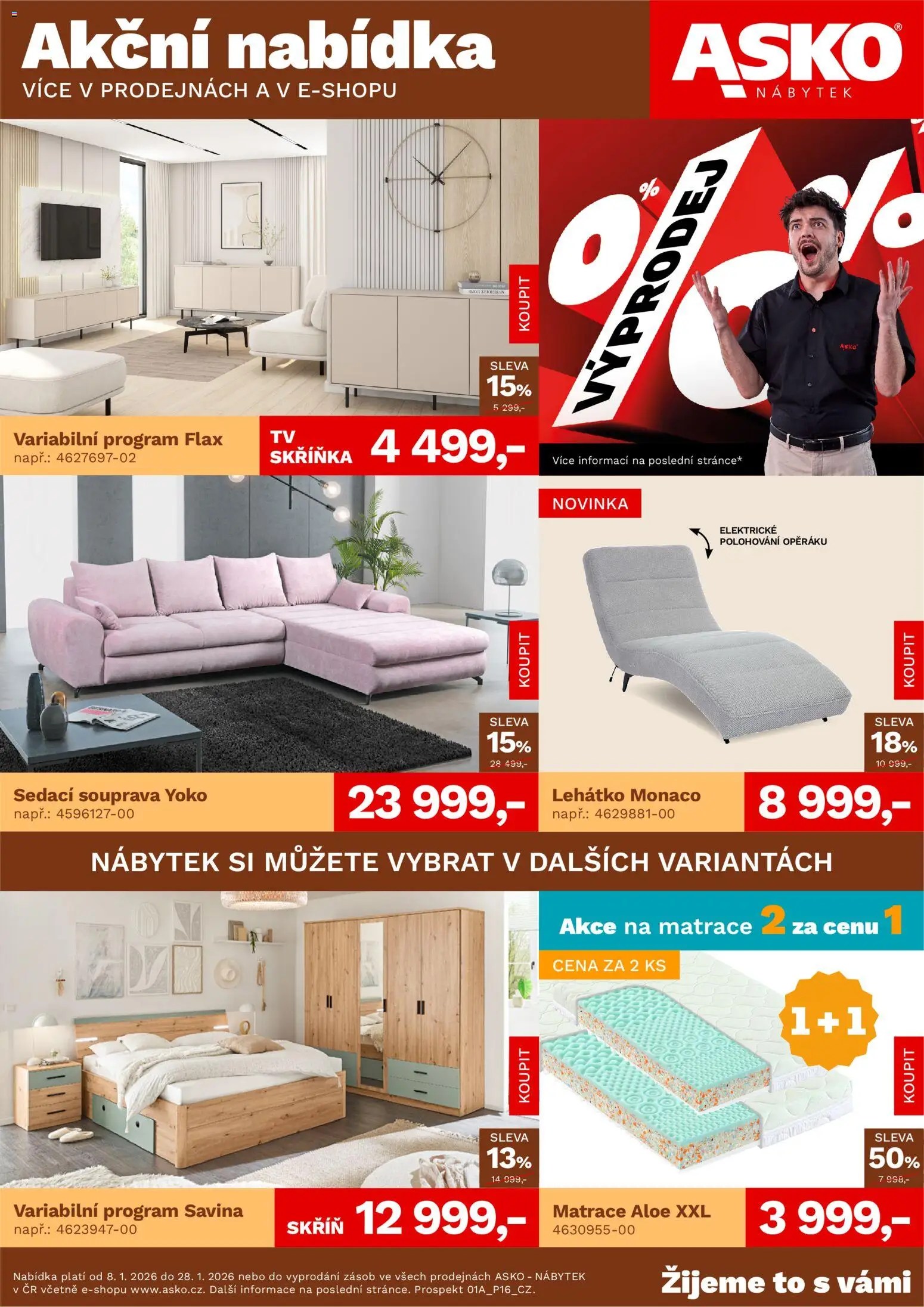 ASKO nábytek leták od 08.01.2026 | Strana: 1 | Produkty: Sedací souprava, Nábytek, Matrace, Lehátko